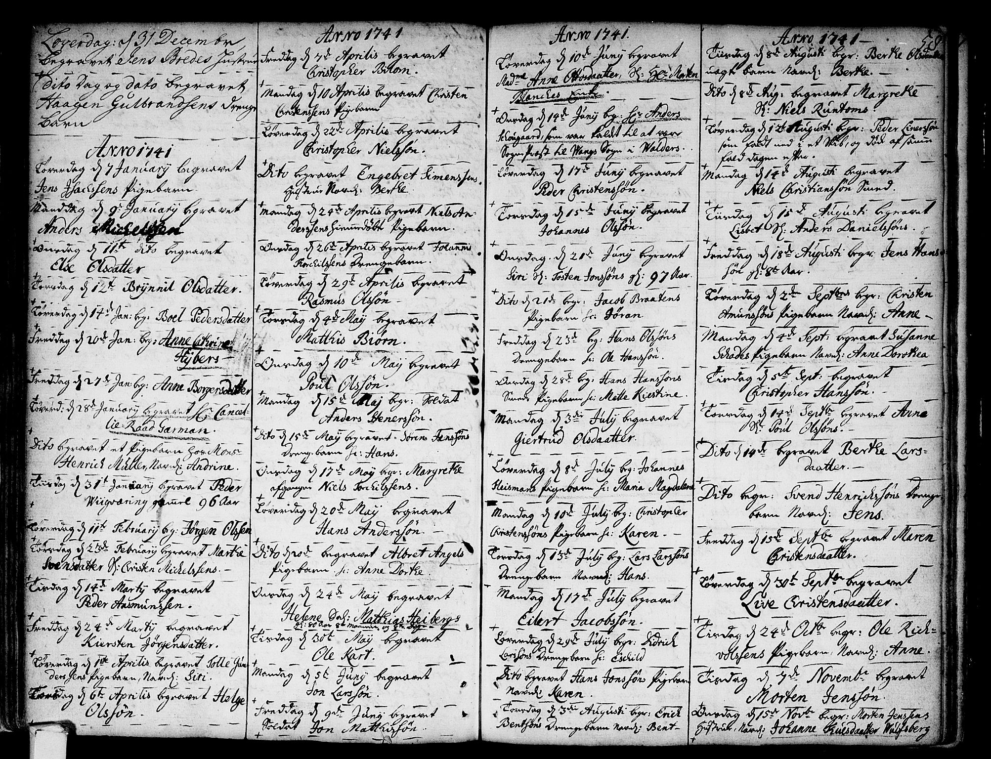 Strømsø kirkebøker, AV/SAKO-A-246/F/Fa/L0007: Ministerialbok nr. I 7, 1739-1751, s. 58