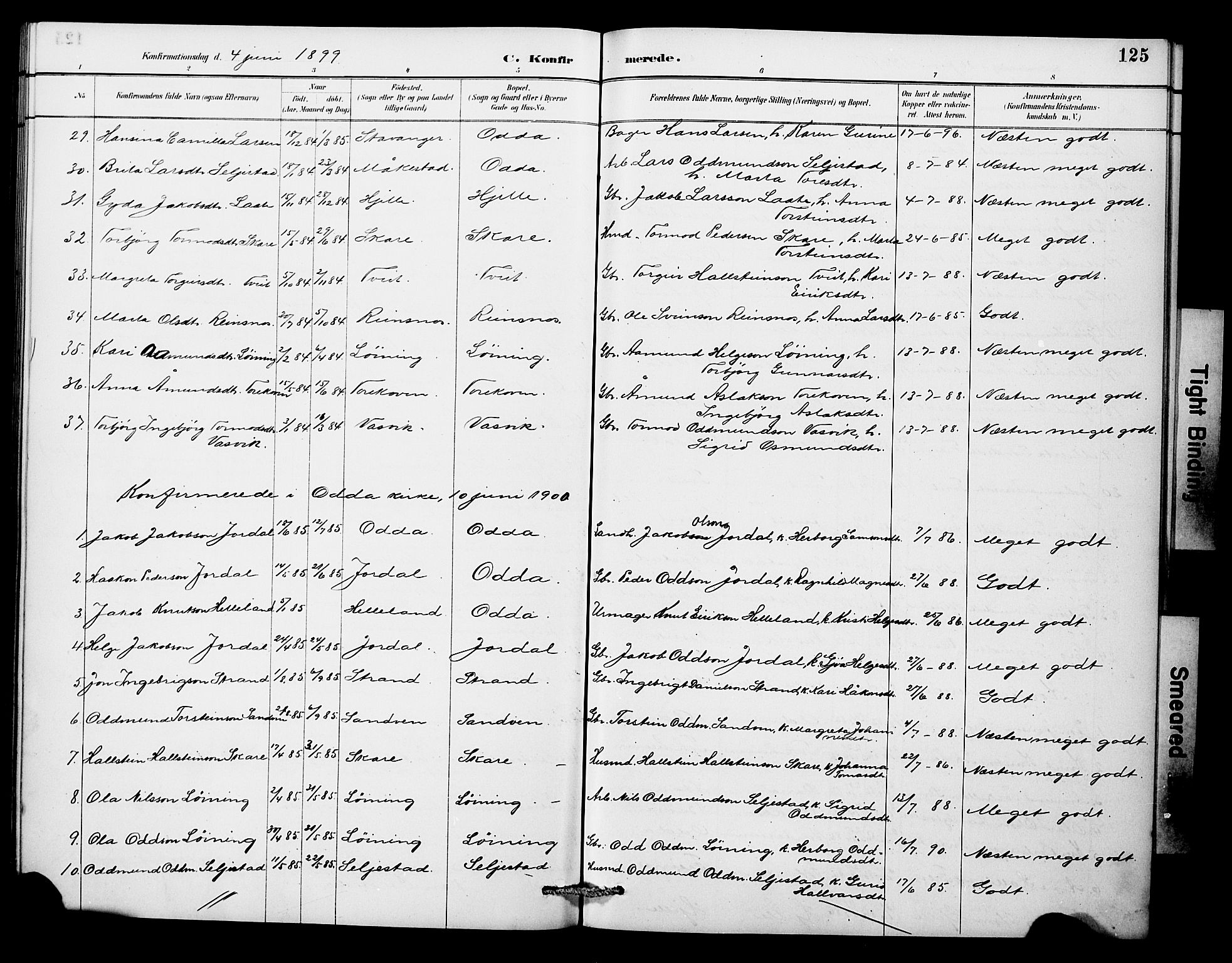 Odda Sokneprestembete, AV/SAB-A-77201/H/Hab: Klokkerbok nr. A 7, 1887-1912, s. 125