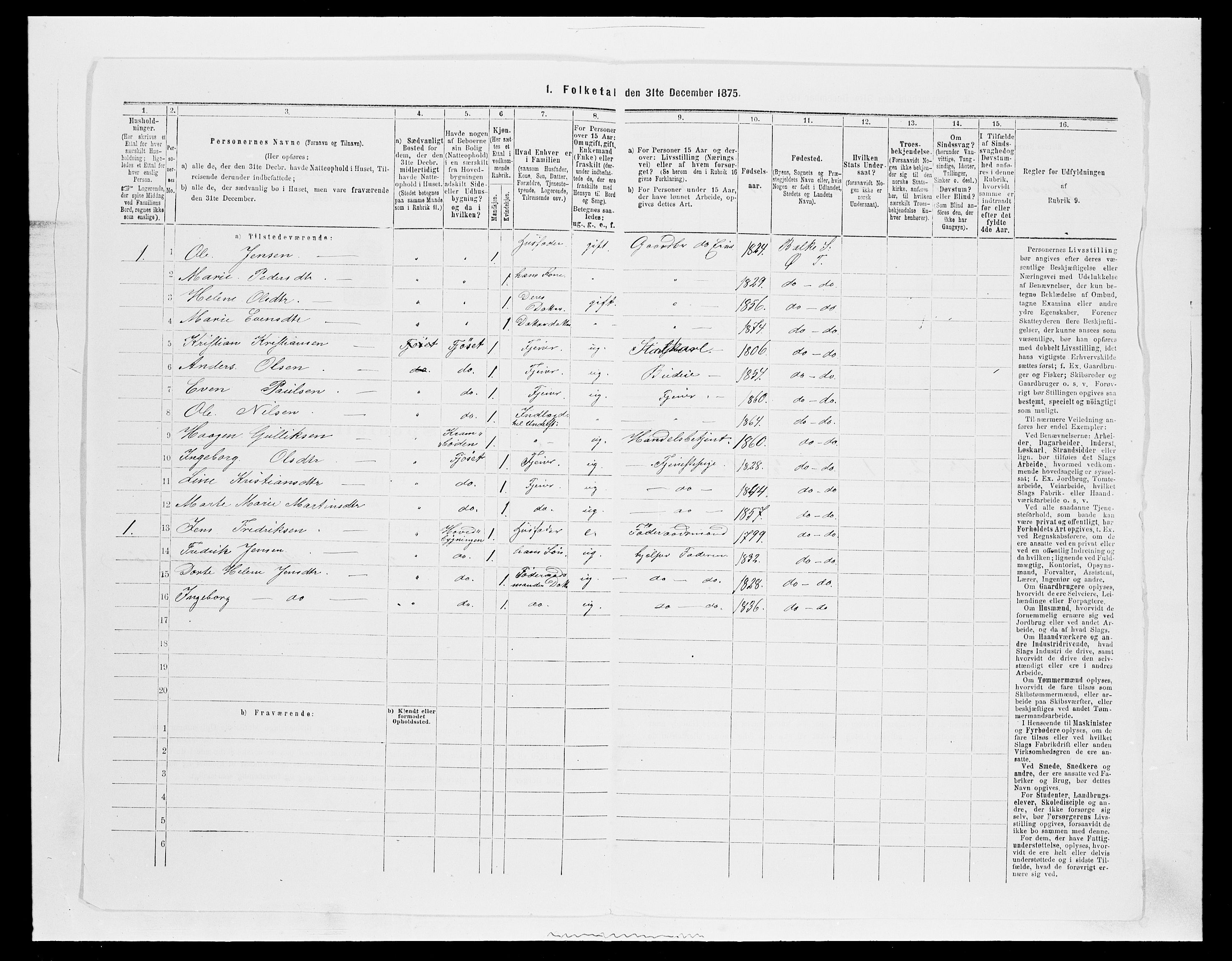 SAH, Folketelling 1875 for 0528P Østre Toten prestegjeld, 1875, s. 346