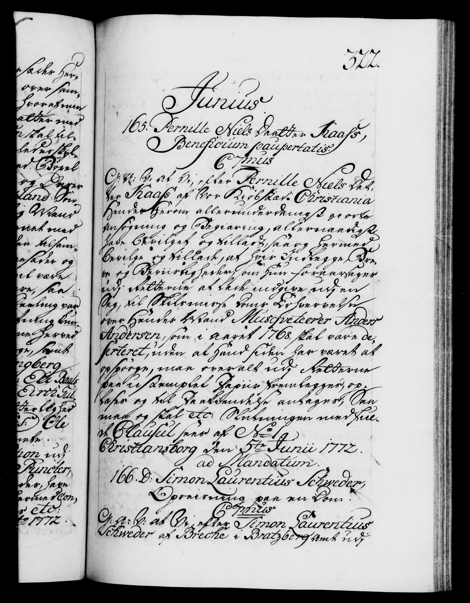 Danske Kanselli 1572-1799, RA/EA-3023/F/Fc/Fca/Fcaa/L0045: Norske registre "Norske eller 3. dept.s åpne brev, 1771-1773, s. 322a