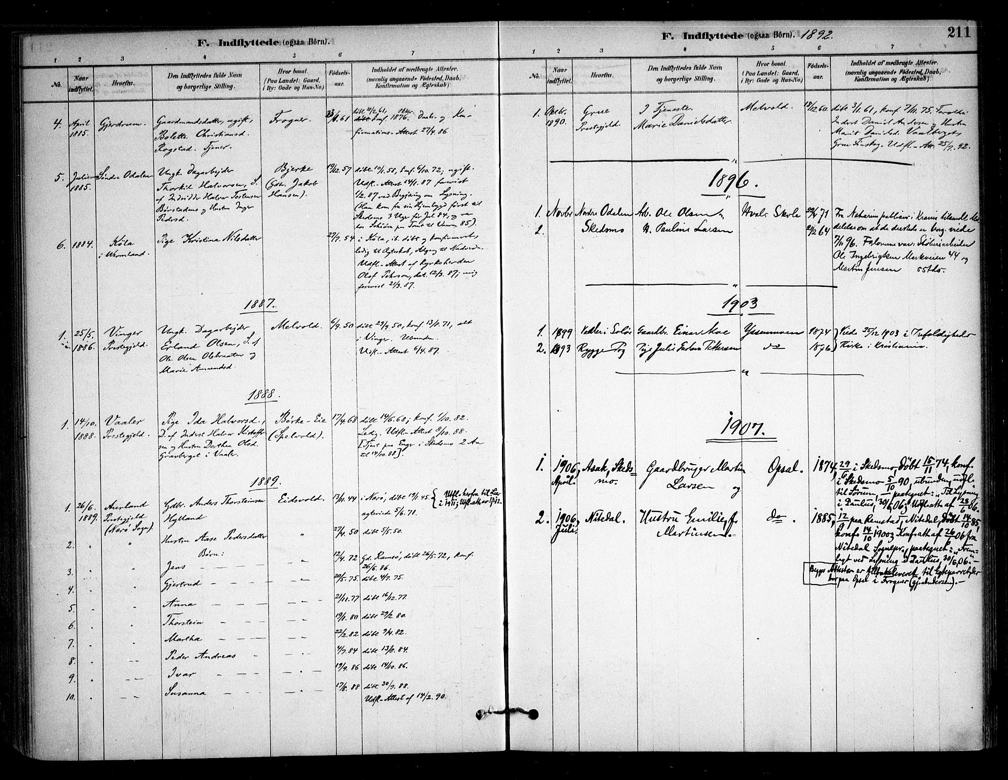 Sørum prestekontor Kirkebøker, AV/SAO-A-10303/F/Fb/L0001: Ministerialbok nr. II 1, 1878-1915, s. 211