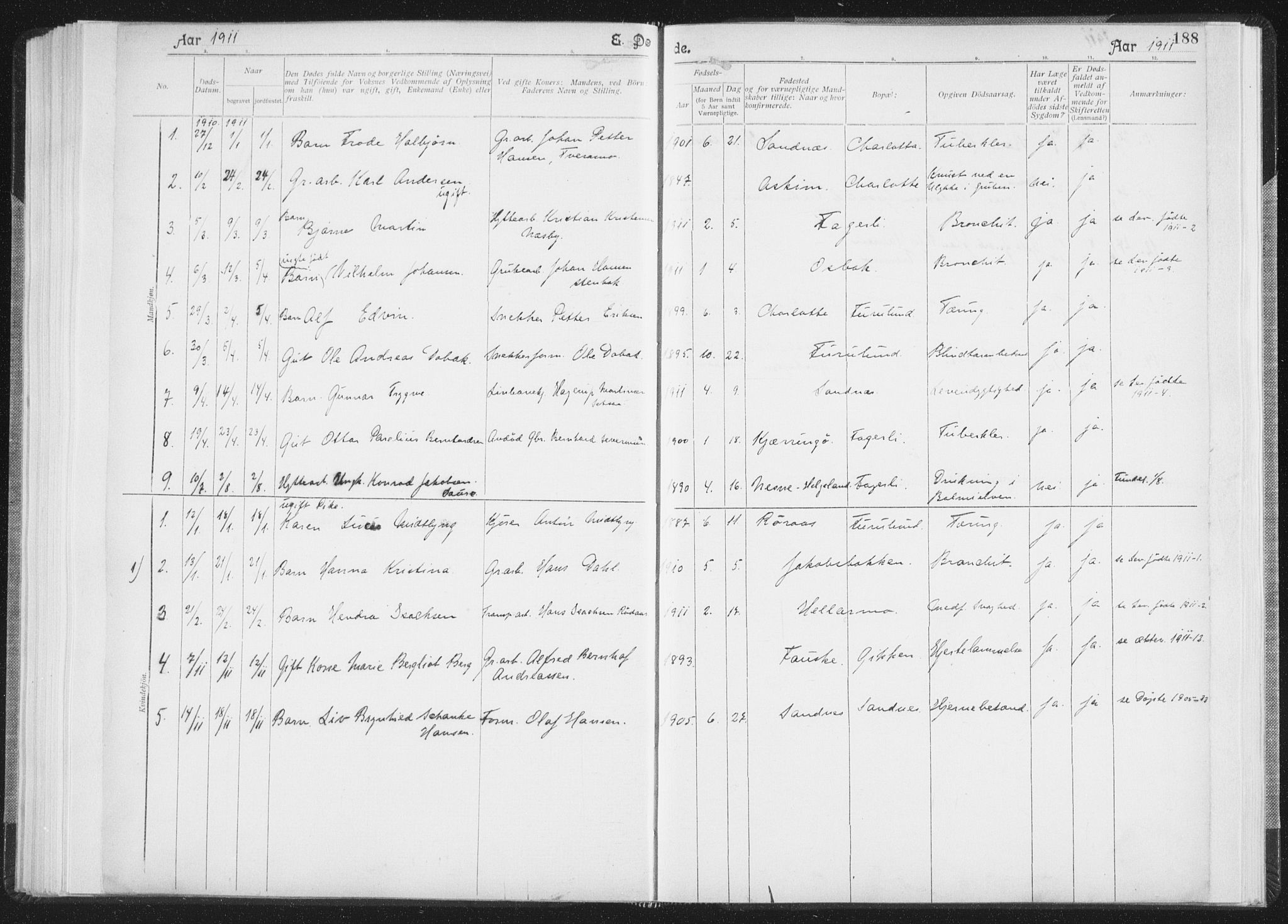 Ministerialprotokoller, klokkerbøker og fødselsregistre - Nordland, SAT/A-1459/850/L0711: Residerende kapellans bok nr. 850B01, 1902-1915, s. 188