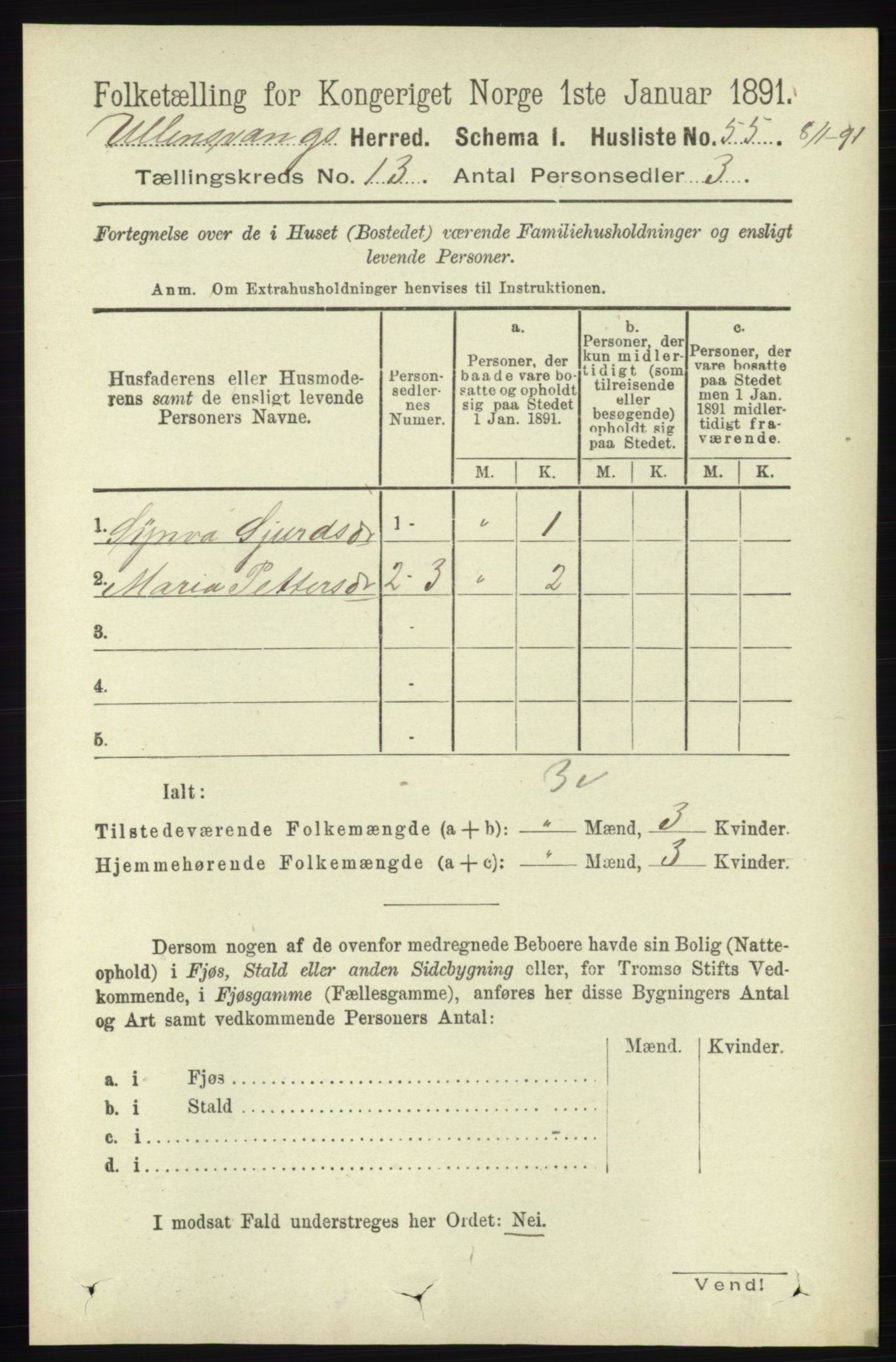 RA, Folketelling 1891 for 1230 Ullensvang herred, 1891, s. 5076