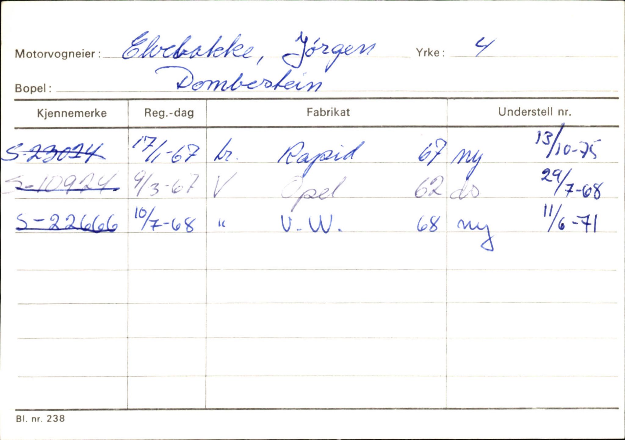 Statens vegvesen, Sogn og Fjordane vegkontor, AV/SAB-A-5301/4/F/L0133: Eigarregister Bremanger A-Å. Gaular A-H, 1945-1975, s. 285