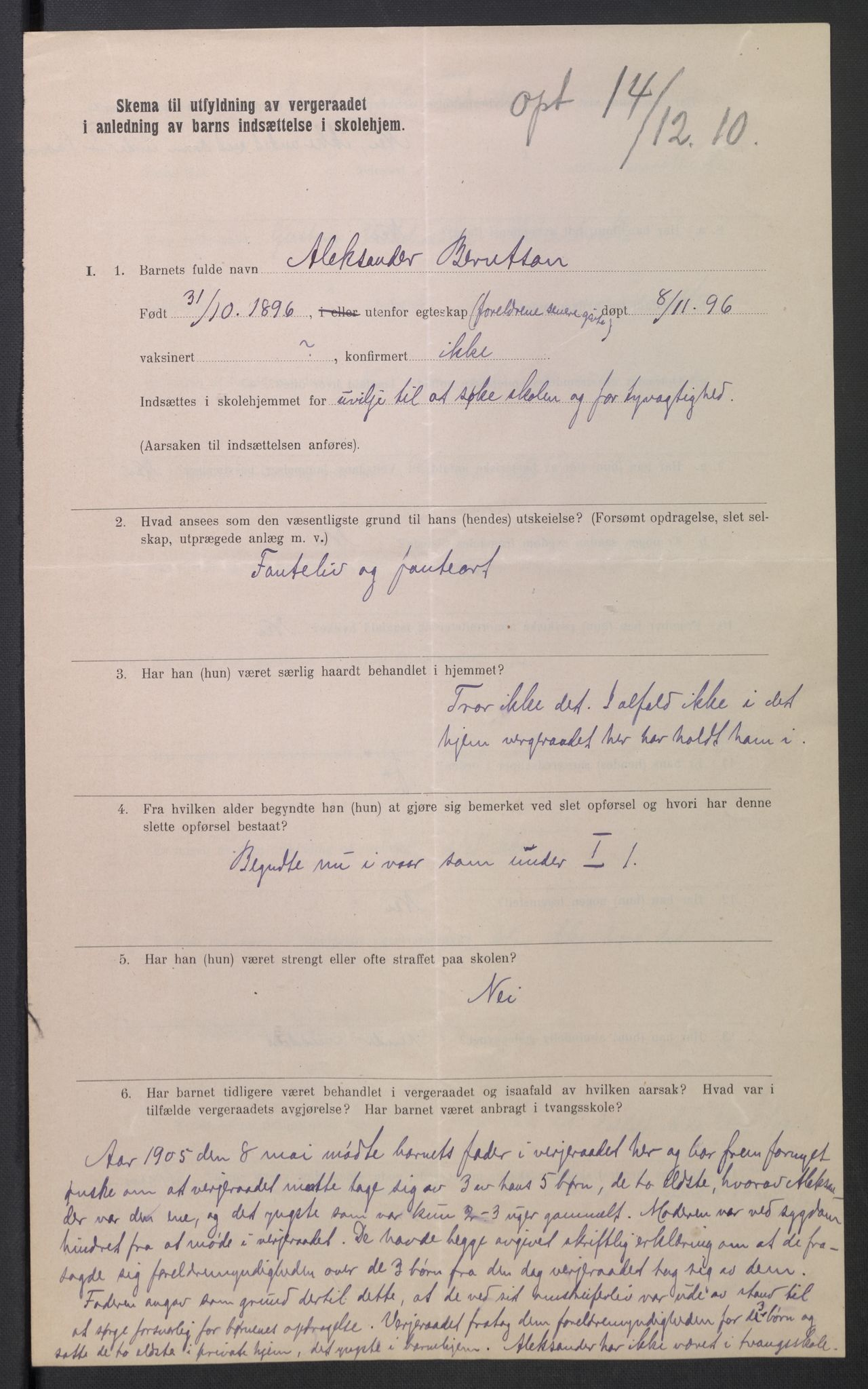 Falstad skolehjem, RA/S-1676/E/Eb/L0010: Elevmapper løpenr. 210-239, 1910-1917, s. 322