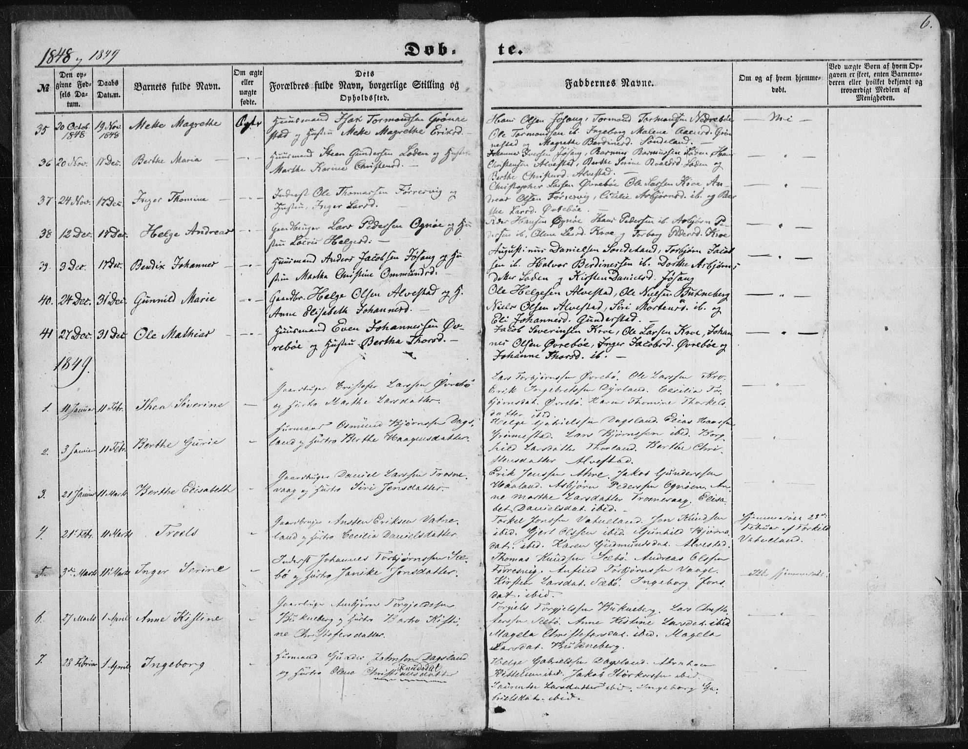 Tysvær sokneprestkontor, AV/SAST-A -101864/H/Ha/Haa/L0002: Ministerialbok nr. A 2, 1847-1856, s. 6