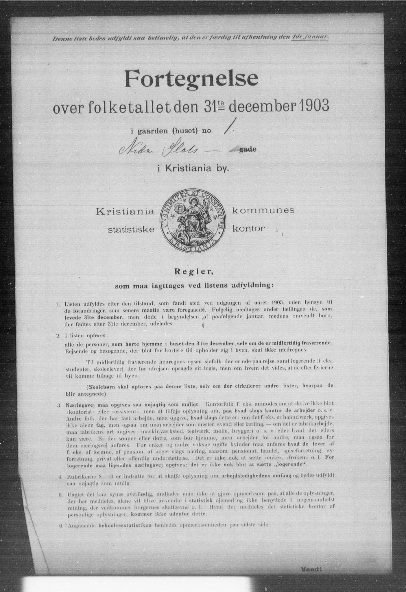 OBA, Kommunal folketelling 31.12.1903 for Kristiania kjøpstad, 1903, s. 13487