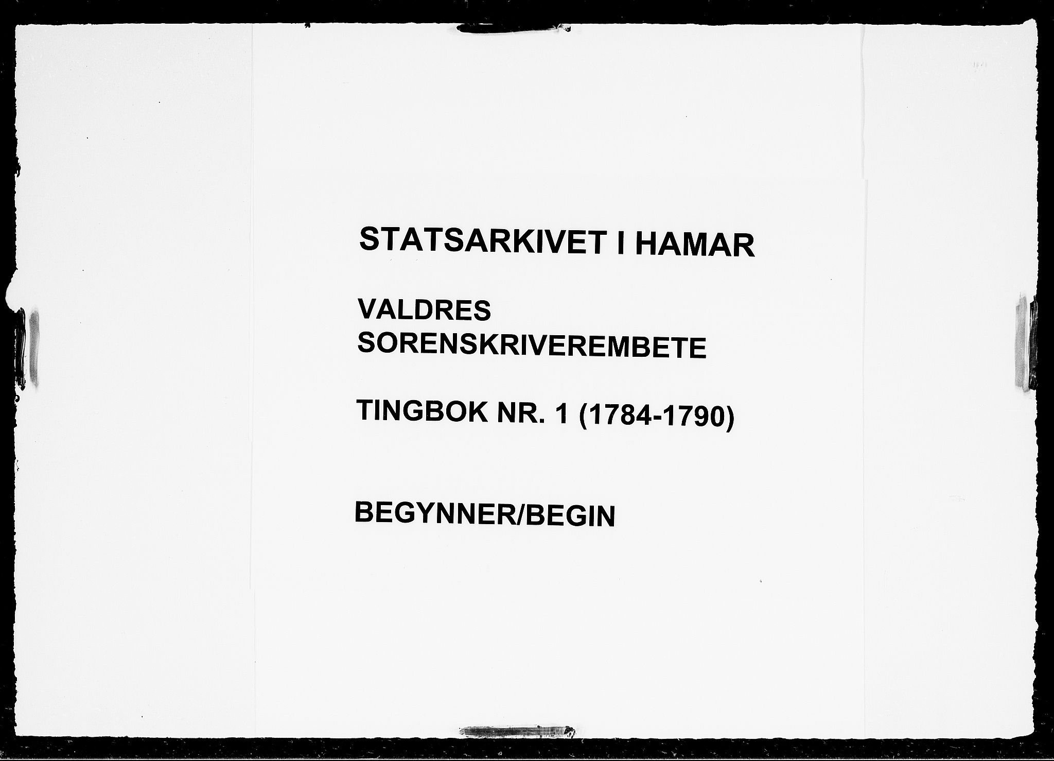 Valdres sorenskriveri, AV/SAH-TING-016/G/Gb/L0001: Tingbok, 1784-1790