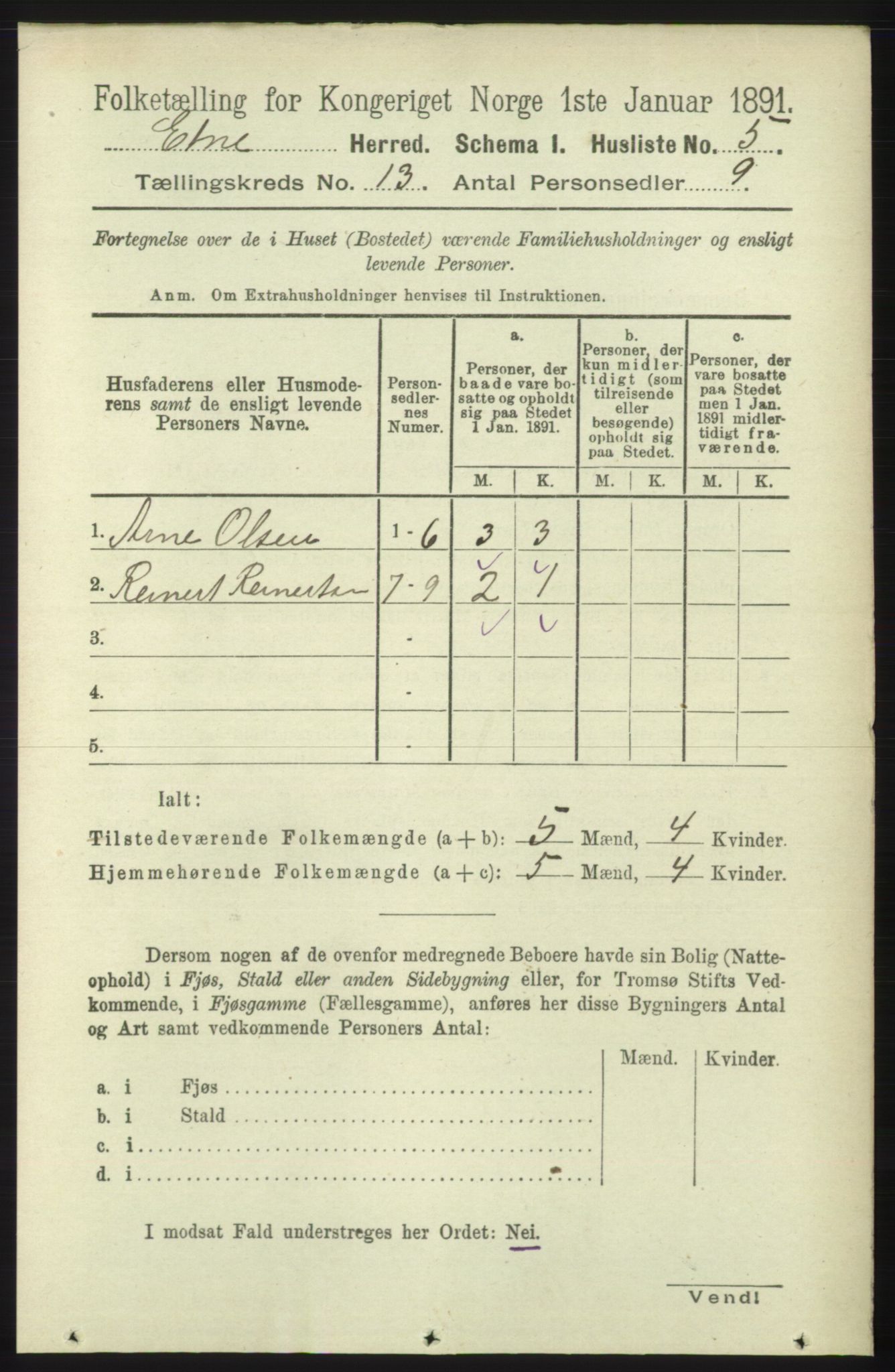 RA, Folketelling 1891 for 1211 Etne herred, 1891, s. 2691