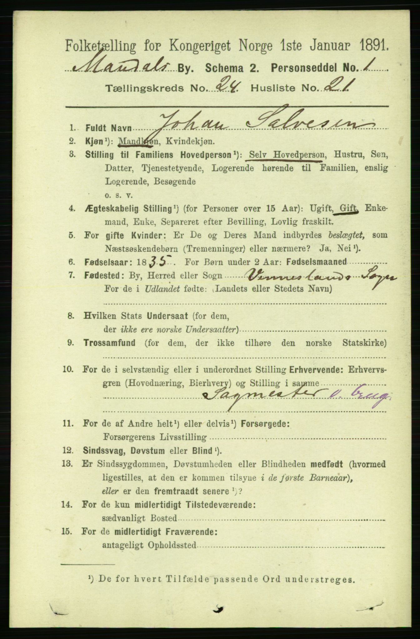 RA, Folketelling 1891 for 1002 Mandal ladested, 1891, s. 4570