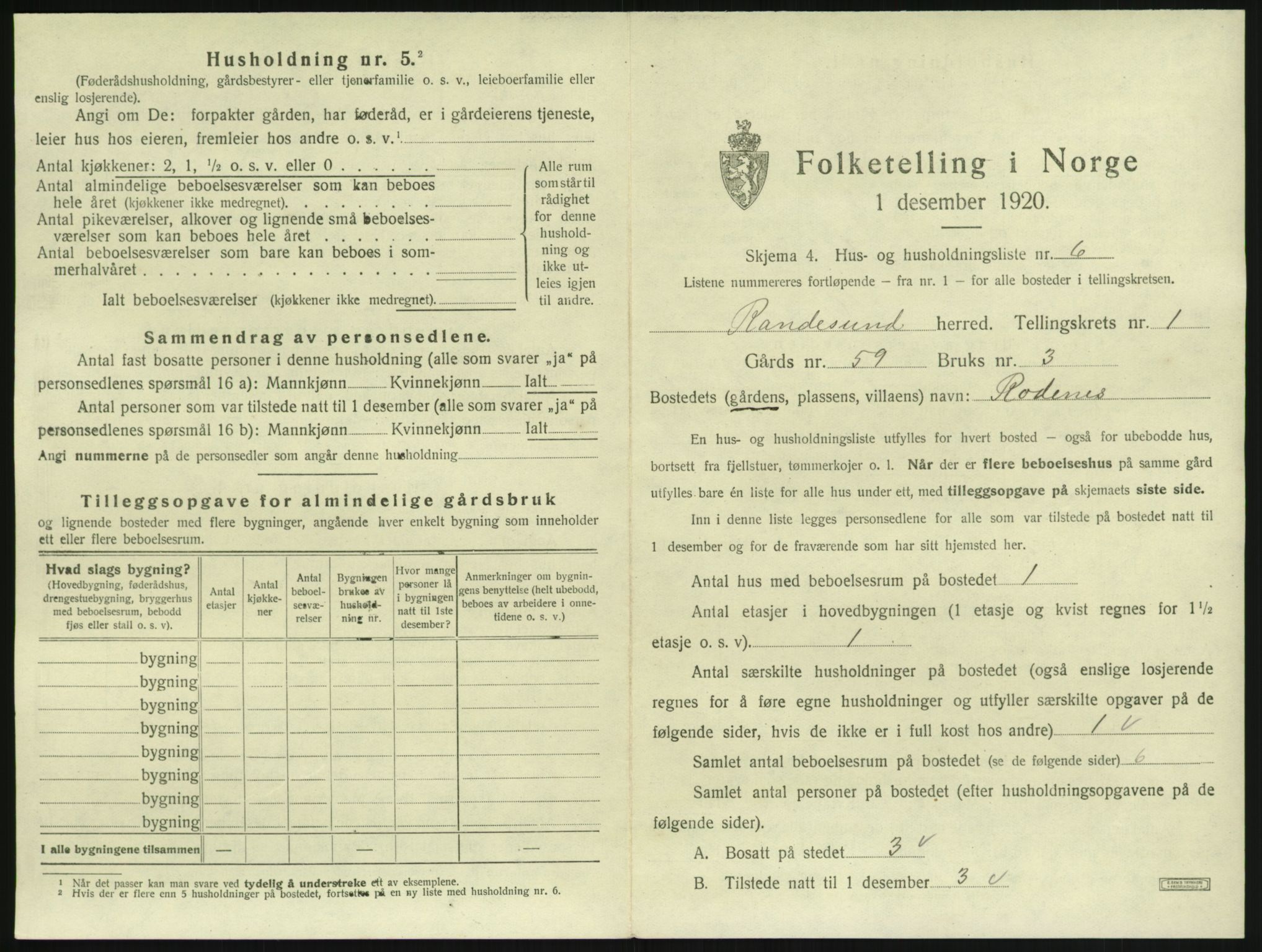 SAK, Folketelling 1920 for 1011 Randesund herred, 1920, s. 42