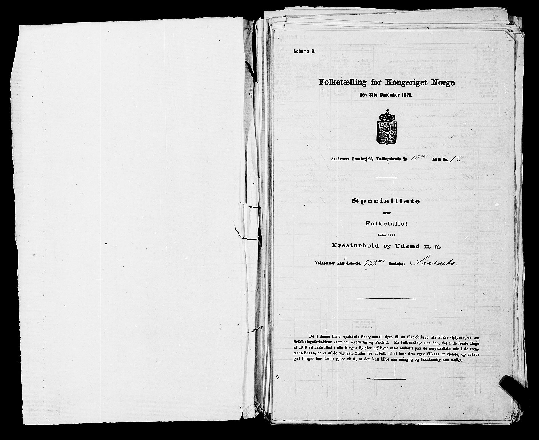 SAKO, Folketelling 1875 for 0629P Sandsvær prestegjeld, 1875, s. 1575