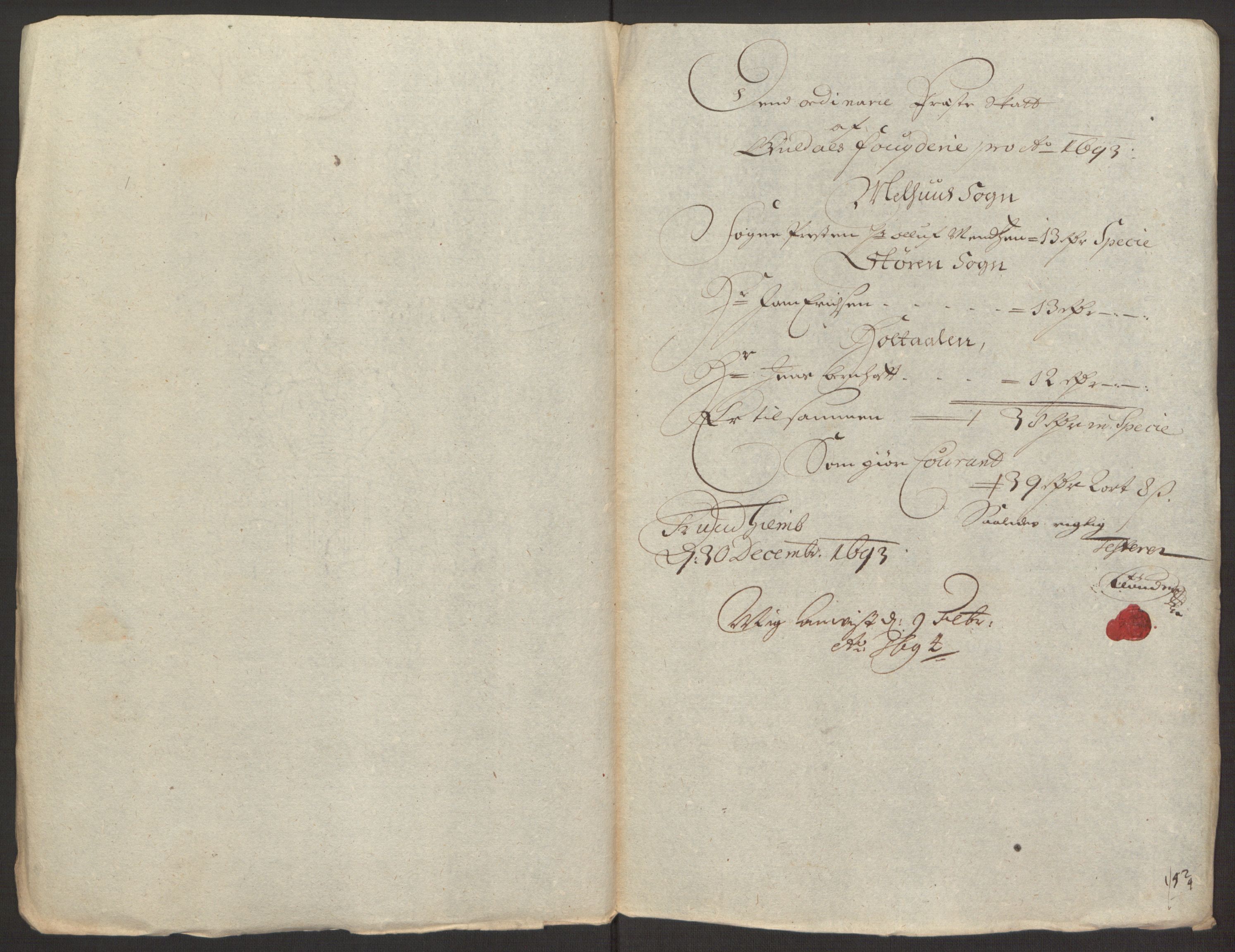 Rentekammeret inntil 1814, Reviderte regnskaper, Fogderegnskap, AV/RA-EA-4092/R59/L3943: Fogderegnskap Gauldal, 1693, s. 149