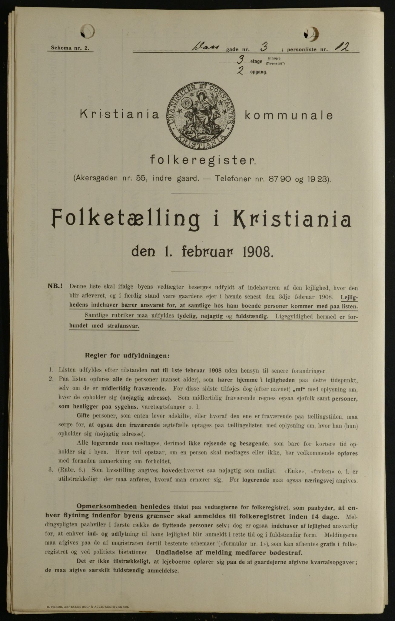 OBA, Kommunal folketelling 1.2.1908 for Kristiania kjøpstad, 1908, s. 16573