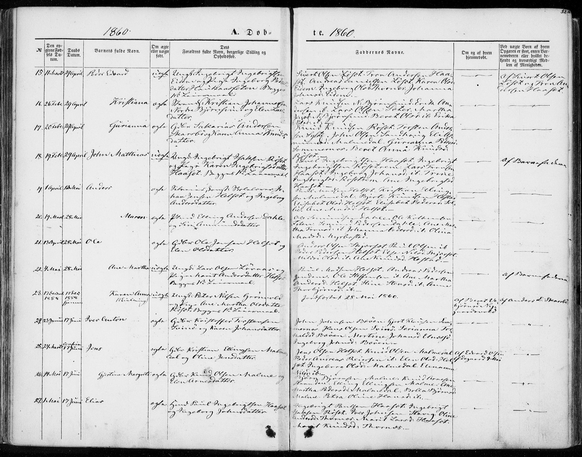 Ministerialprotokoller, klokkerbøker og fødselsregistre - Møre og Romsdal, AV/SAT-A-1454/565/L0748: Ministerialbok nr. 565A02, 1845-1872, s. 52