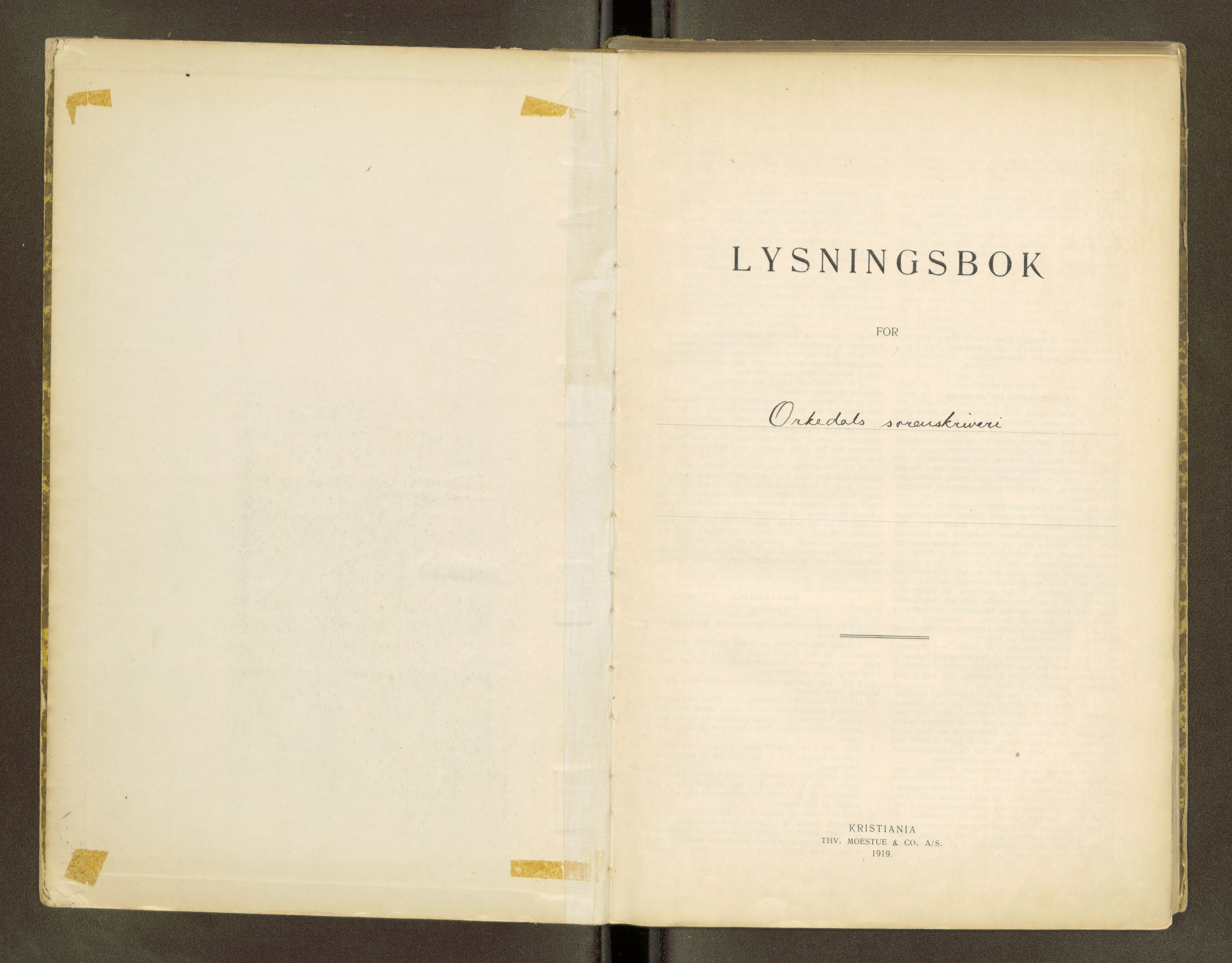 Orkdal sorenskriveri, AV/SAT-A-4169/1/6/6D/L0001: Lysingsbok, 1919-1969