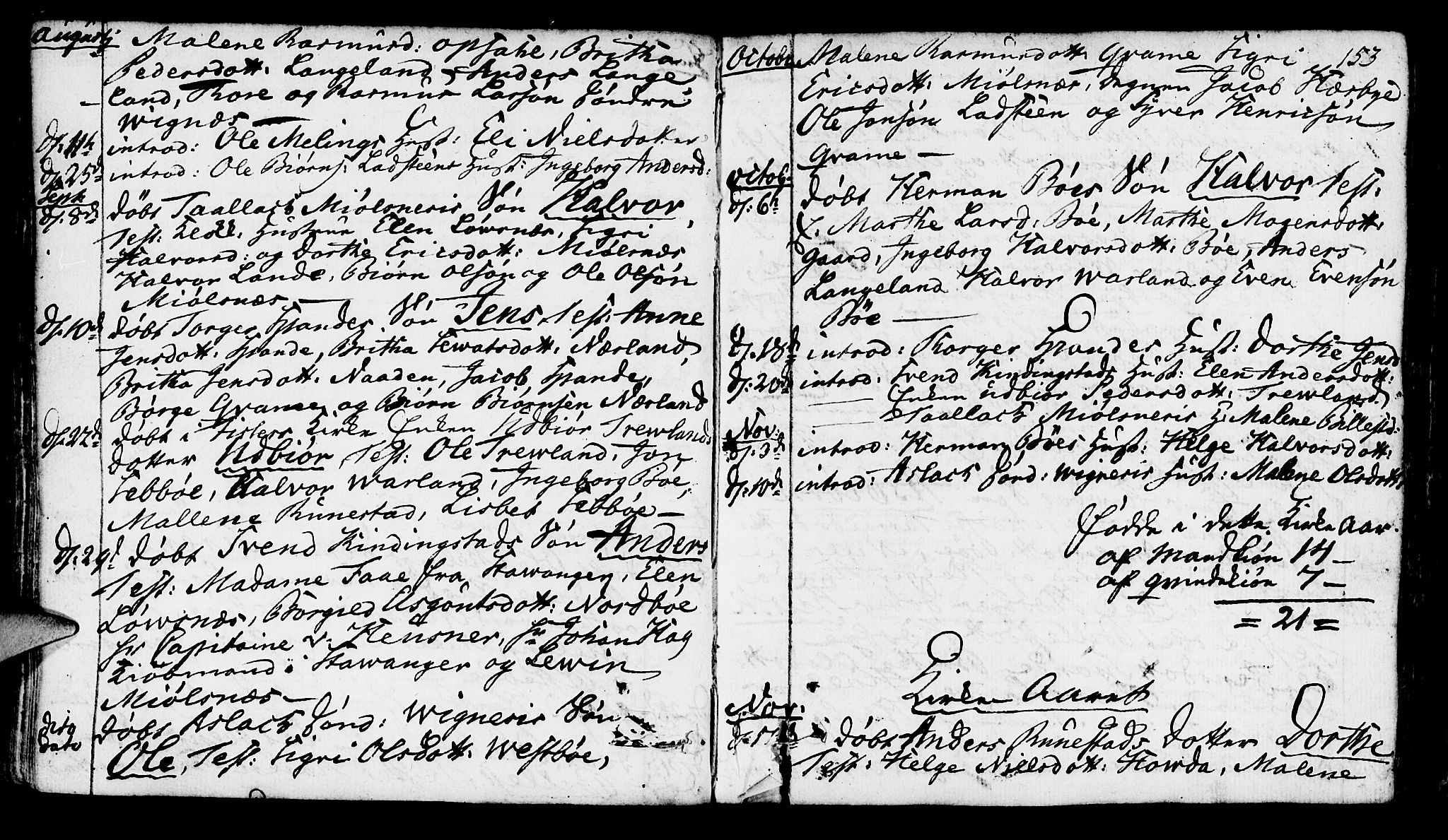 Finnøy sokneprestkontor, AV/SAST-A-101825/H/Ha/Haa/L0005: Ministerialbok nr. A 5, 1773-1816, s. 153