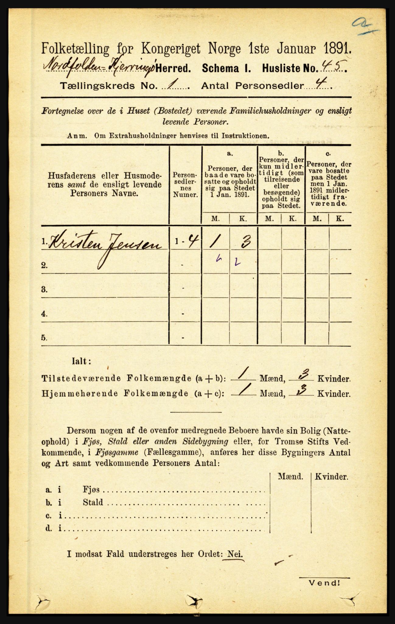 RA, Folketelling 1891 for 1846 Nordfold-Kjerringøy herred, 1891, s. 72