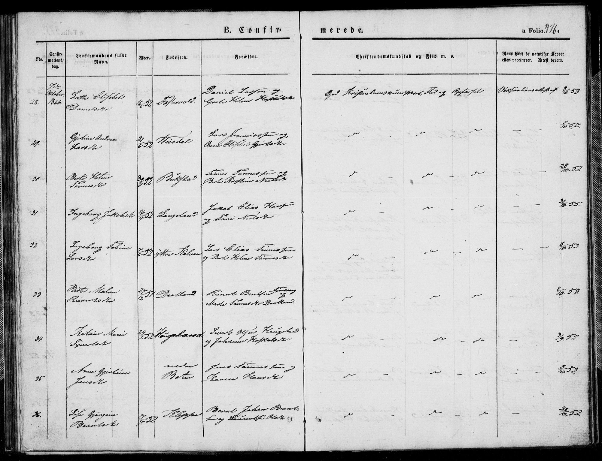 Flekkefjord sokneprestkontor, AV/SAK-1111-0012/F/Fb/Fbb/L0002: Klokkerbok nr. B 2b, 1831-1866, s. 476