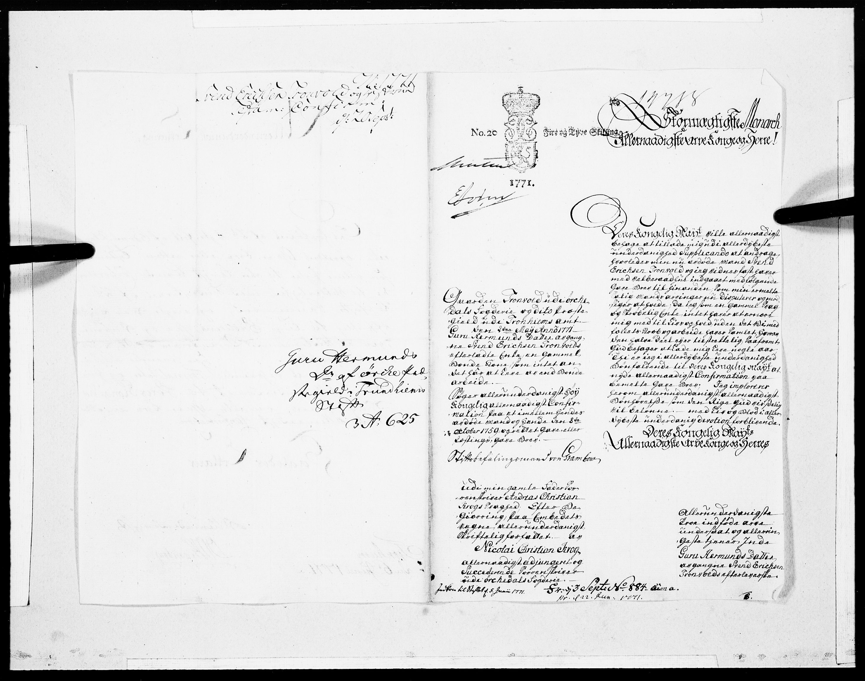 Danske Kanselli 1572-1799, AV/RA-EA-3023/F/Fc/Fcc/Fcca/L0205: Norske innlegg 1572-1799, 1771, s. 468