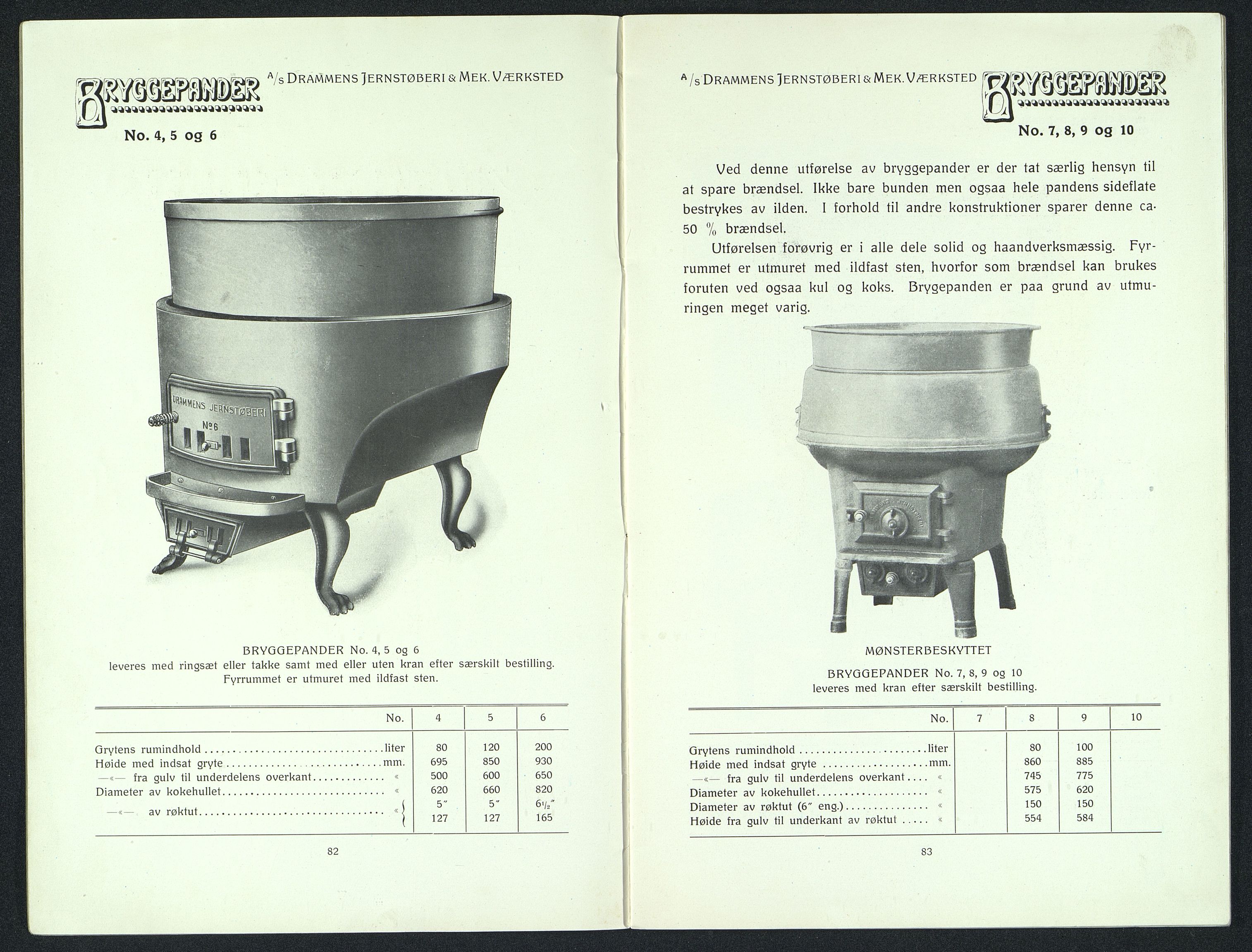 Næs Jernverksmuseets samling av historiske ovnskataloger, NESJ/NJM-006/01/L0044: Drammens Jernstøberi & Mek. Værksted, Støpegods, omtrent 1920-1940, s. 81-104 (diverse), 1920-1940