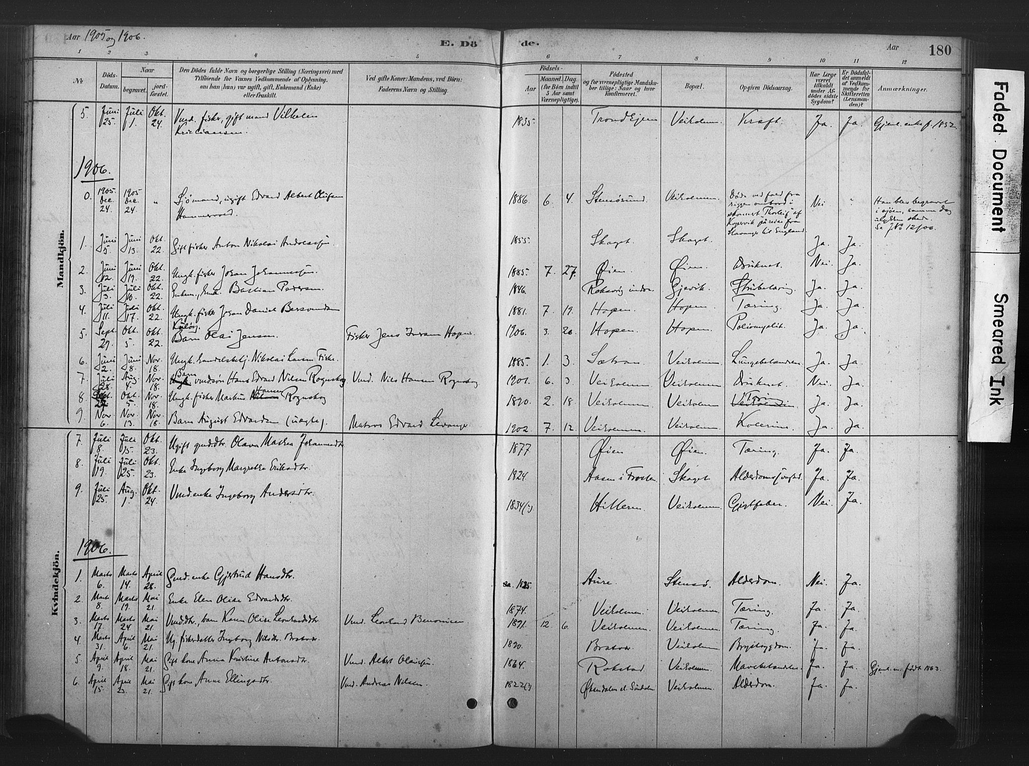 Ministerialprotokoller, klokkerbøker og fødselsregistre - Møre og Romsdal, AV/SAT-A-1454/583/L0954: Ministerialbok nr. 583A01, 1880-1906, s. 180