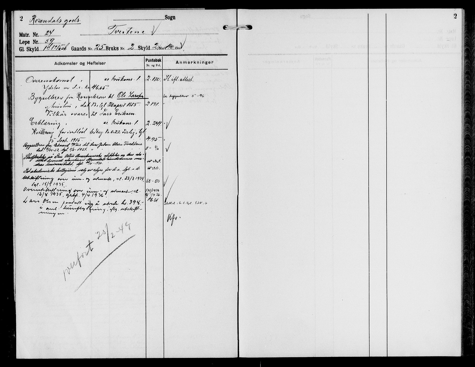 Sunnhordland sorenskrivar, SAB/A-2401/1/G/Ga/Gae/L0006: Panteregister nr. II.A.e.6, 1921-1950, s. 2