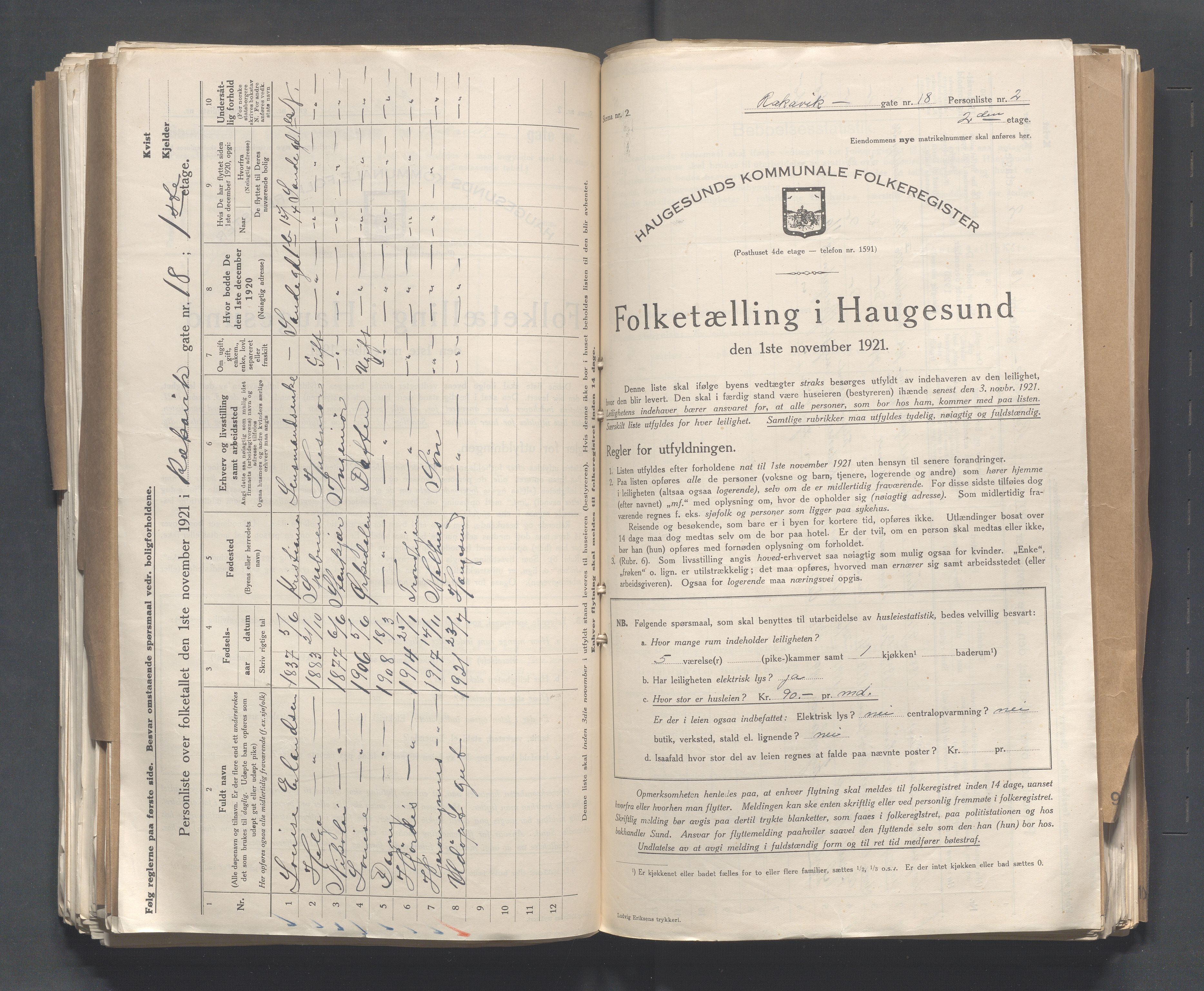 IKAR, Kommunal folketelling 1.11.1921 for Haugesund, 1921, s. 3438