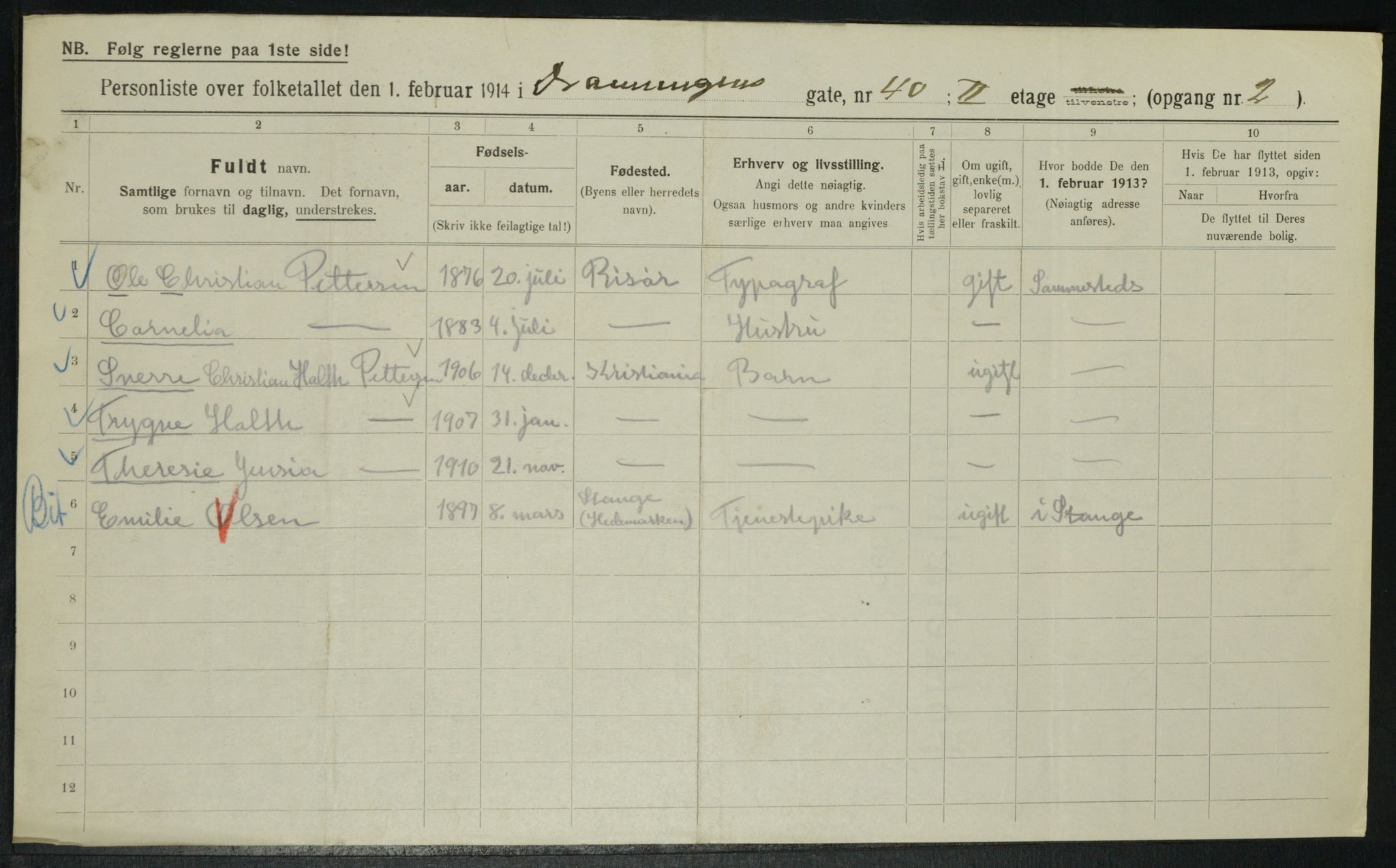 OBA, Kommunal folketelling 1.2.1914 for Kristiania, 1914, s. 17593