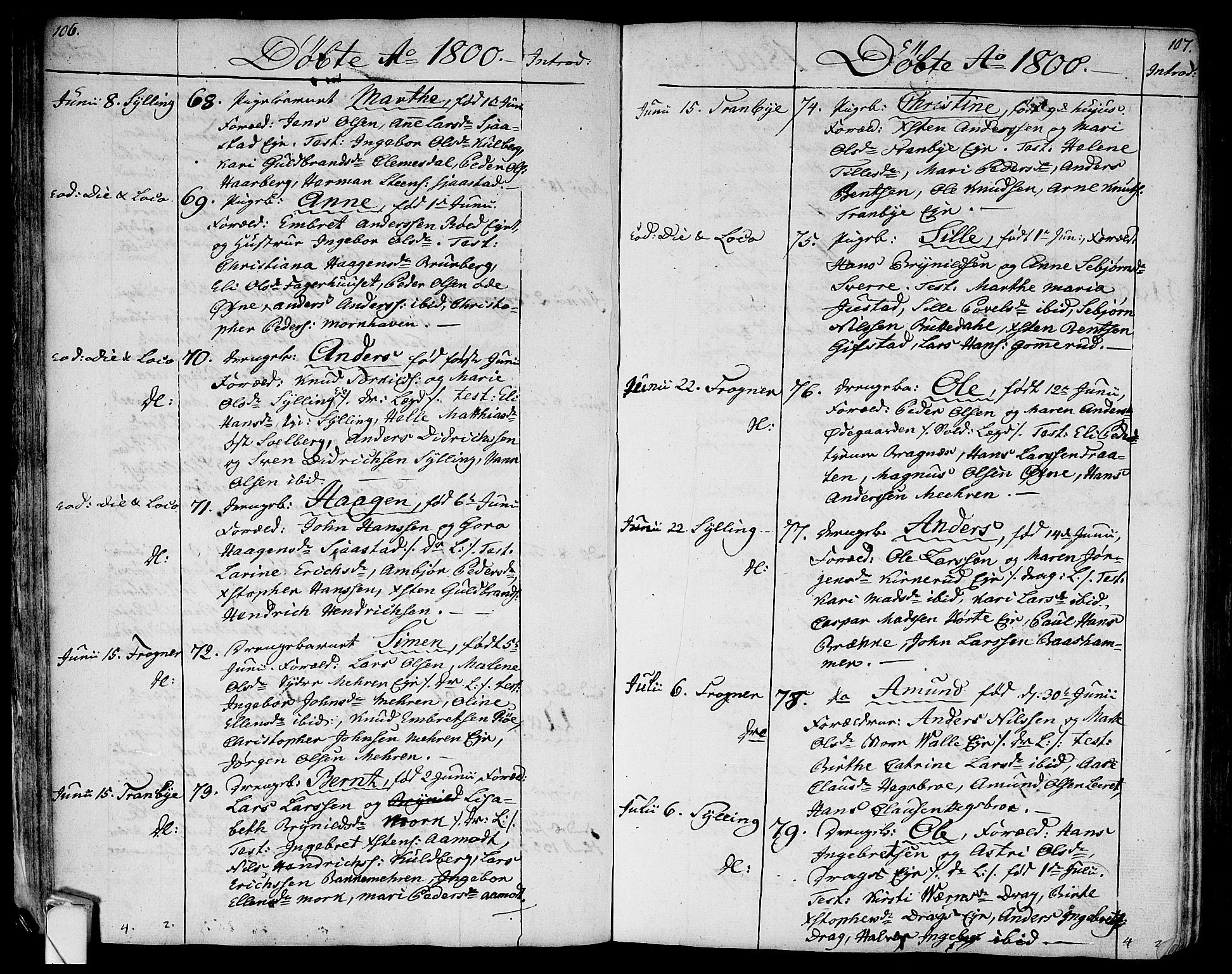 Lier kirkebøker, AV/SAKO-A-230/F/Fa/L0007: Ministerialbok nr. I 7, 1794-1813, s. 106-107