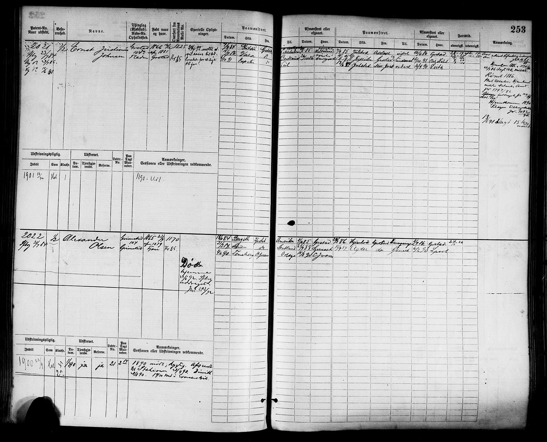 Grimstad mønstringskrets, AV/SAK-2031-0013/F/Fb/L0003: Hovedrulle nr 1517-2276, F-6, 1877-1888, s. 261