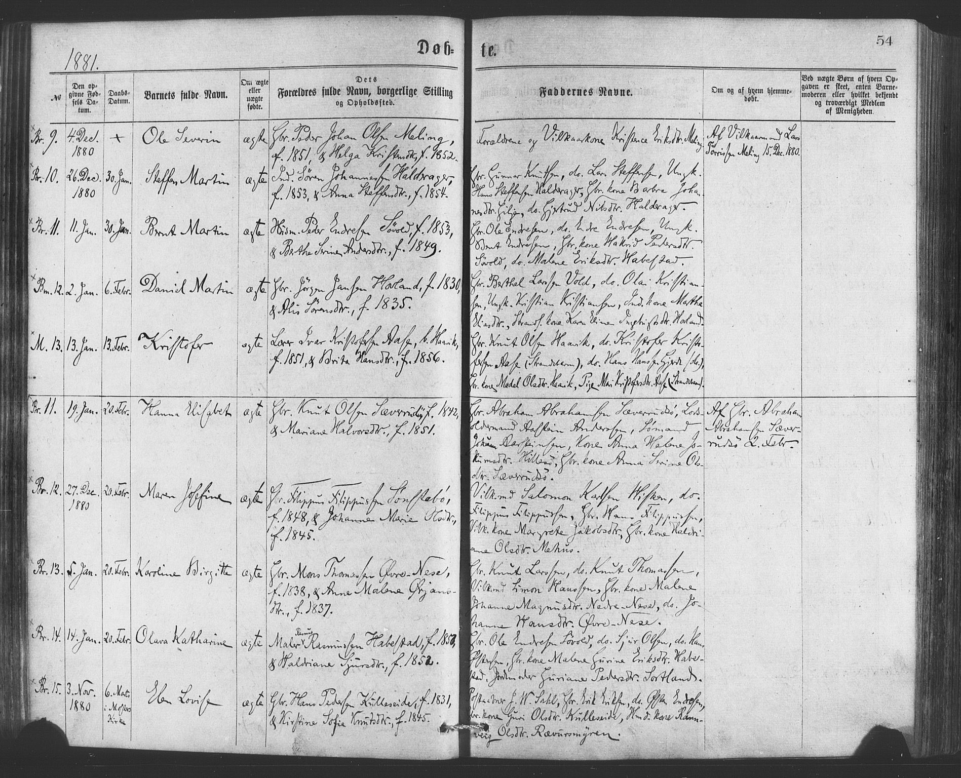 Finnås sokneprestembete, AV/SAB-A-99925/H/Ha/Haa/Haaa/L0009: Ministerialbok nr. A 9, 1873-1881, s. 54