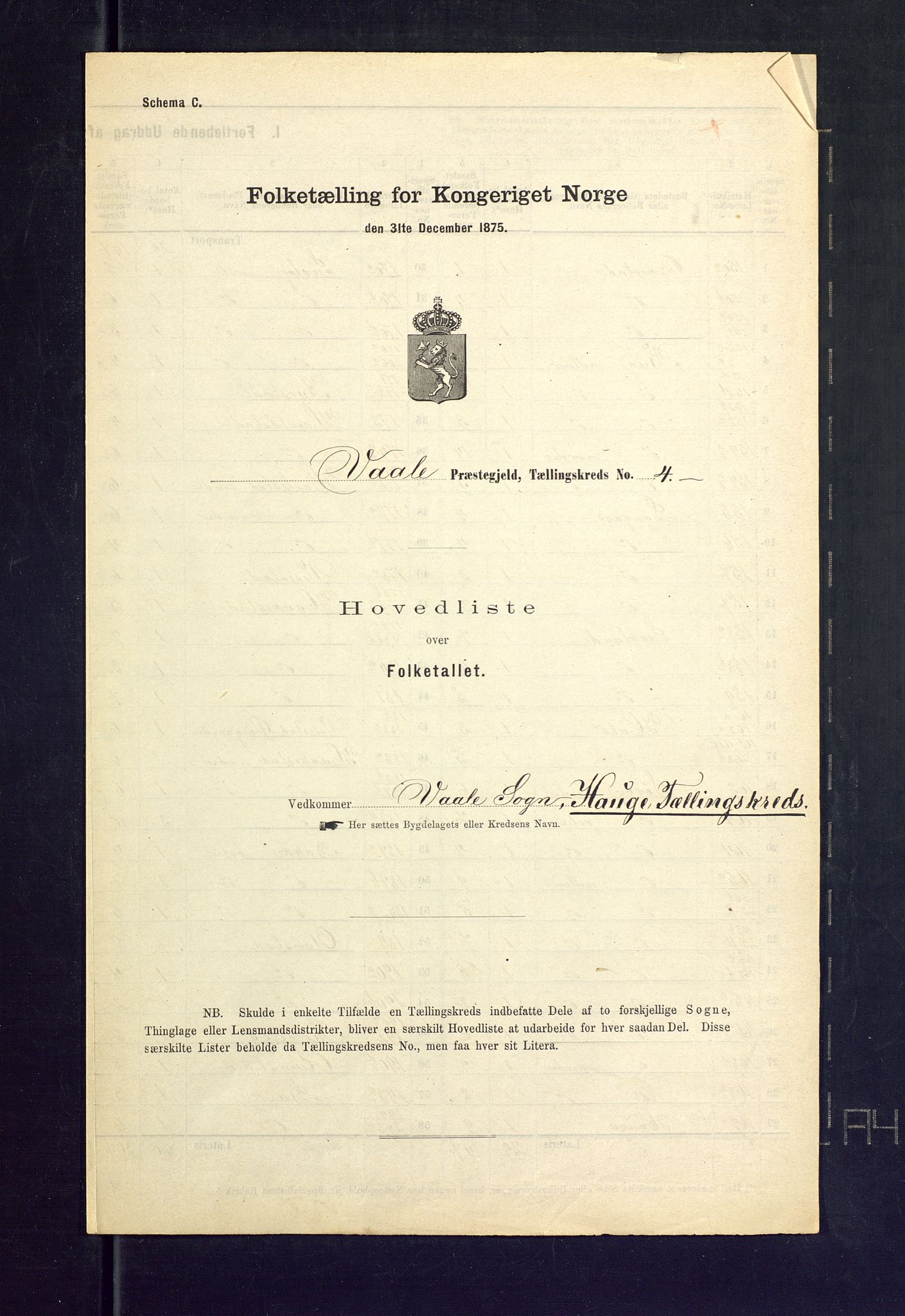 SAKO, Folketelling 1875 for 0716P Våle prestegjeld, 1875, s. 17