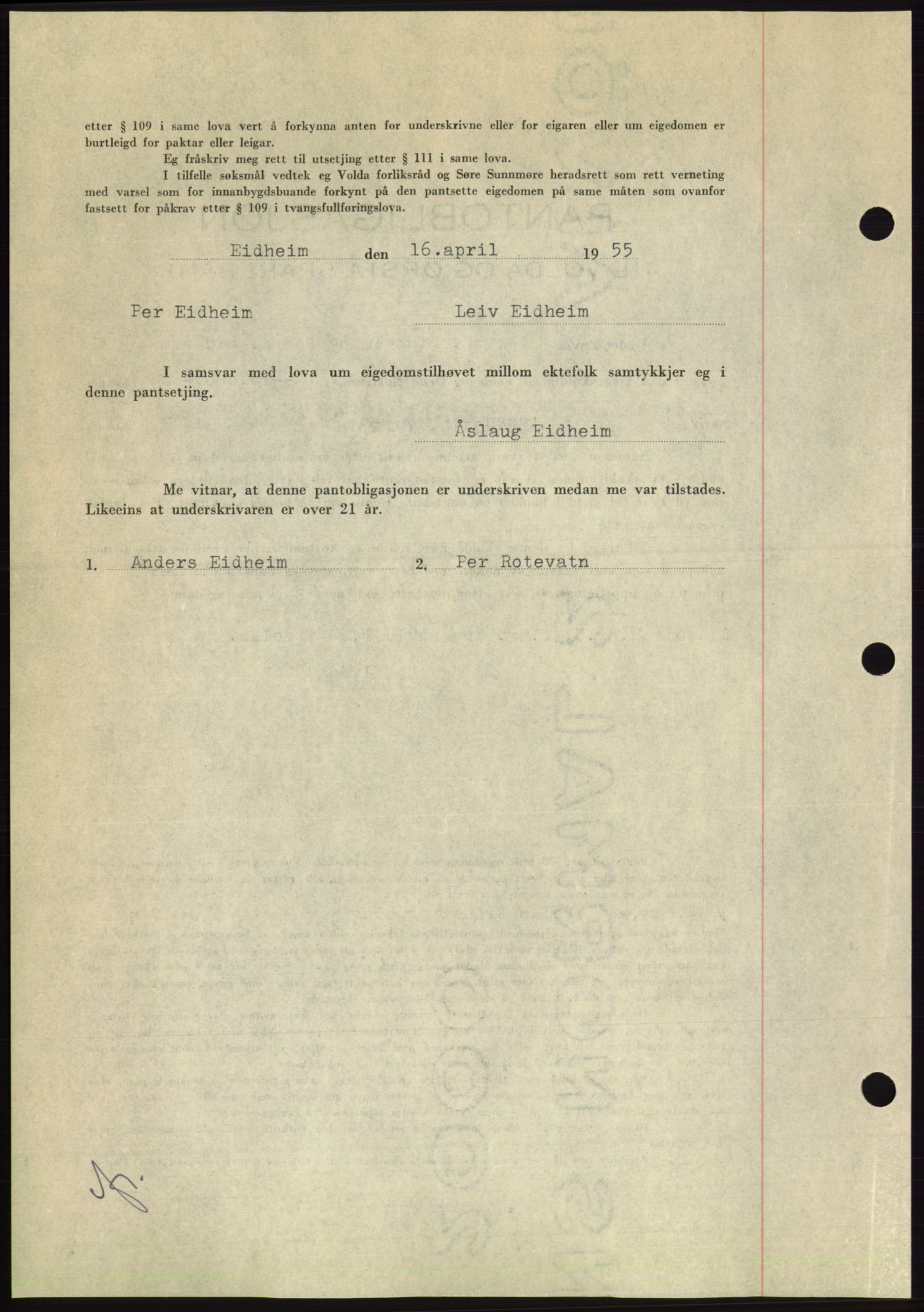 Søre Sunnmøre sorenskriveri, AV/SAT-A-4122/1/2/2C/L0126: Pantebok nr. 14B, 1954-1955, Dagboknr: 824/1955