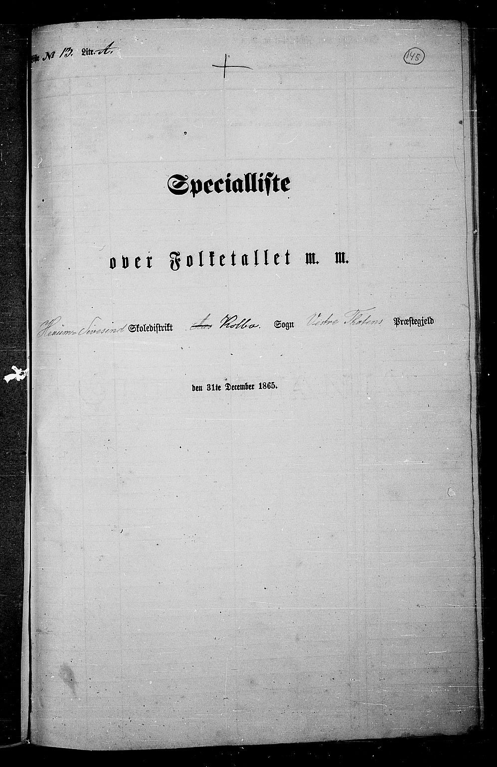 RA, Folketelling 1865 for 0529P Vestre Toten prestegjeld, 1865, s. 288