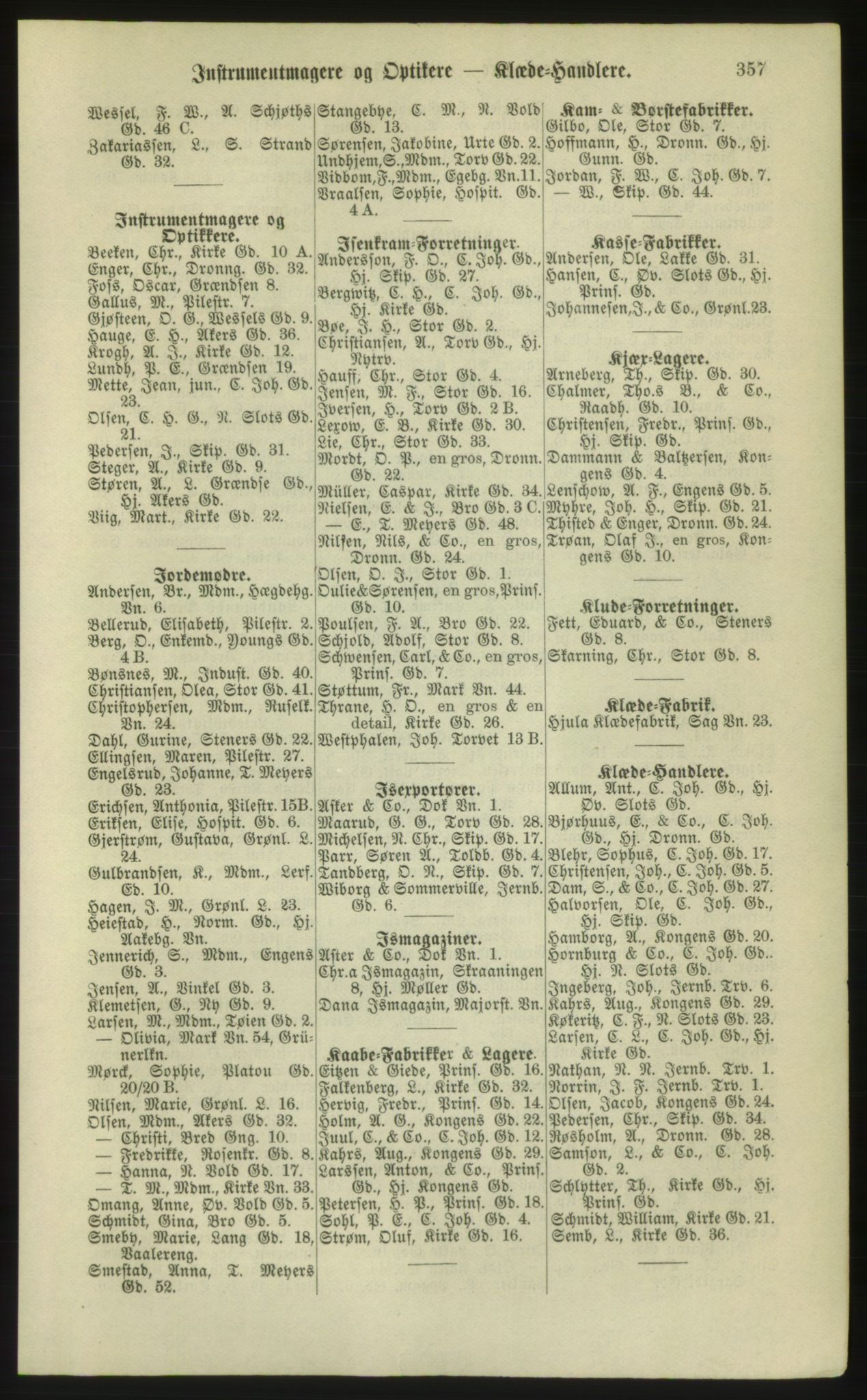 Kristiania/Oslo adressebok, PUBL/-, 1881, s. 357