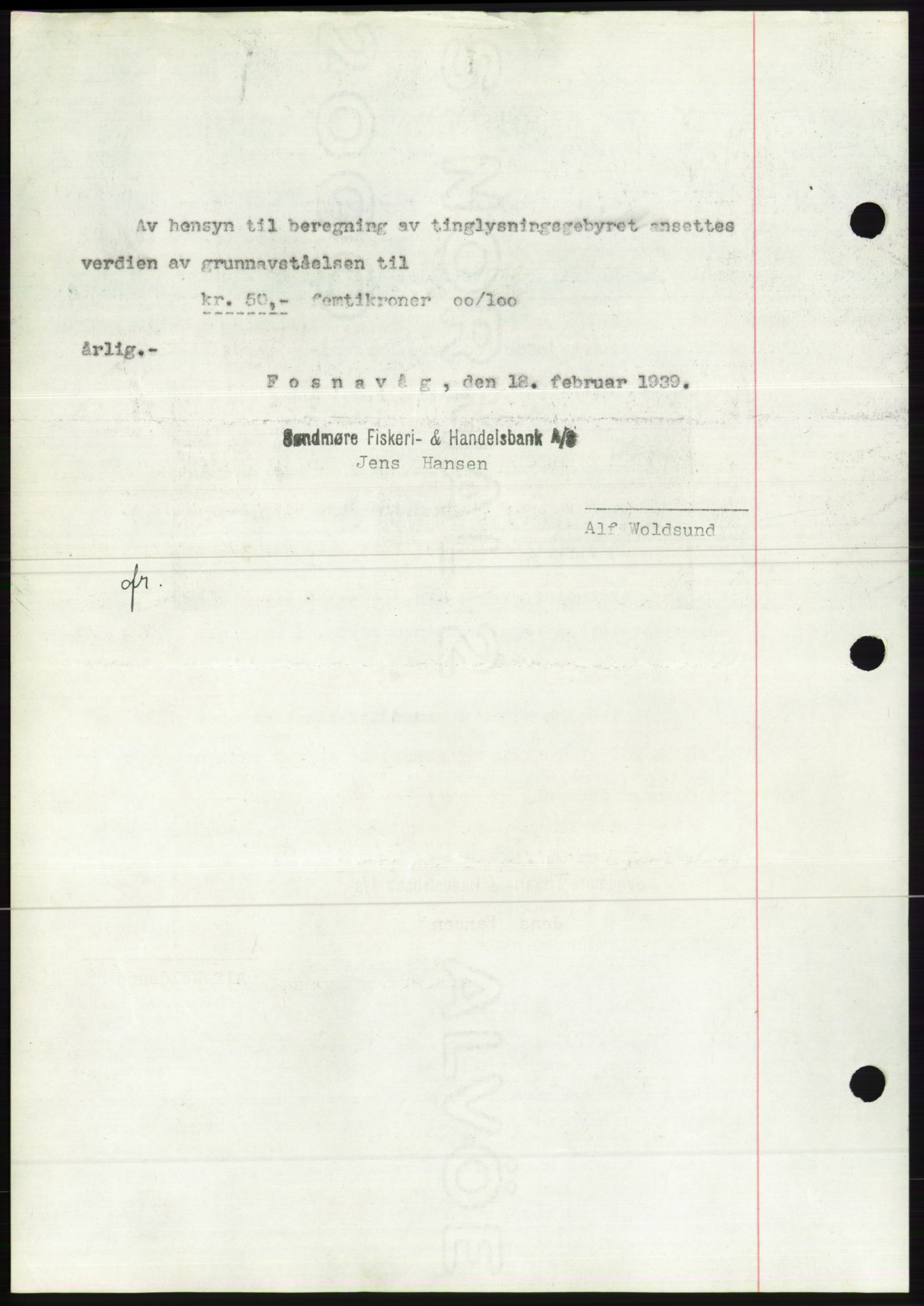 Søre Sunnmøre sorenskriveri, AV/SAT-A-4122/1/2/2C/L0067: Pantebok nr. 61, 1938-1939, Dagboknr: 239/1939