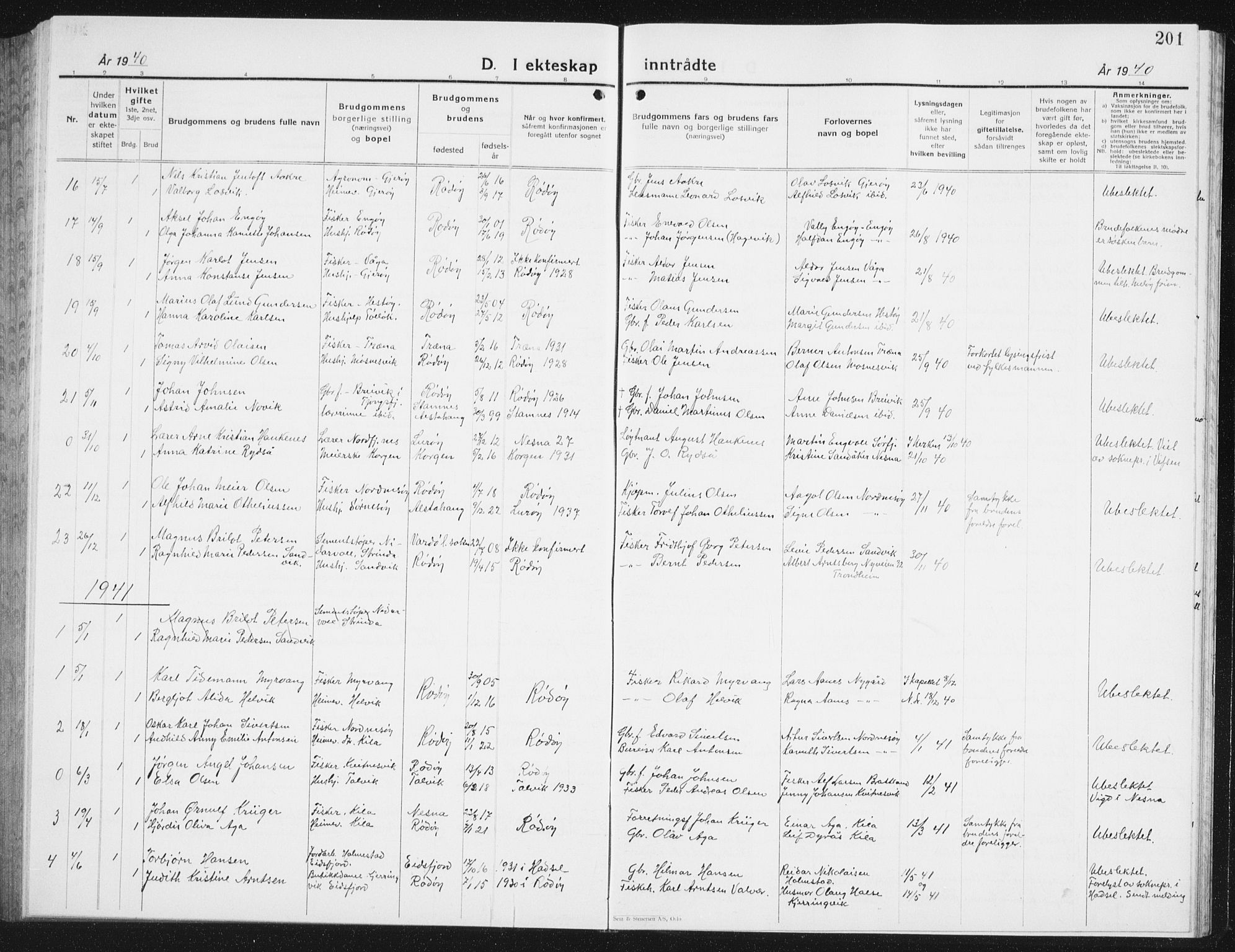 Ministerialprotokoller, klokkerbøker og fødselsregistre - Nordland, SAT/A-1459/841/L0622: Klokkerbok nr. 841C06, 1924-1942, s. 201