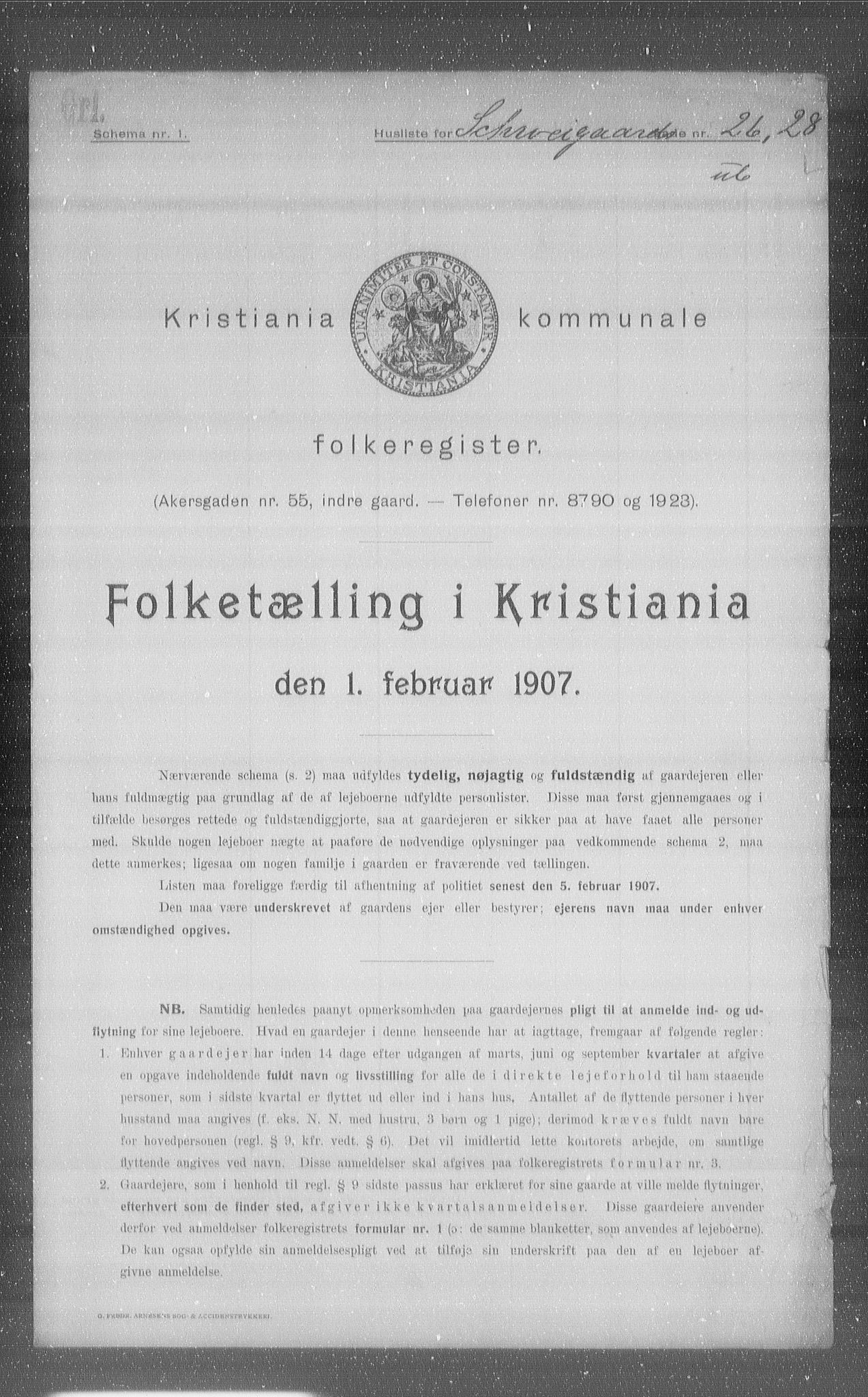 OBA, Kommunal folketelling 1.2.1907 for Kristiania kjøpstad, 1907, s. 46389