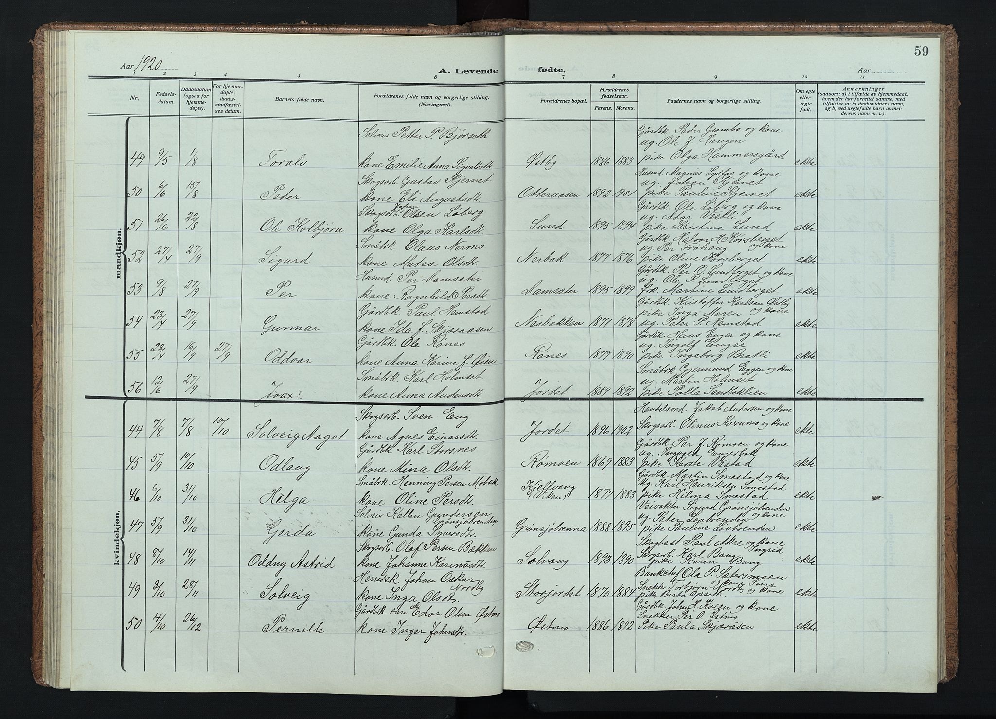 Trysil prestekontor, AV/SAH-PREST-046/H/Ha/Haa/L0015: Ministerialbok nr. 15, 1913-1934, s. 59