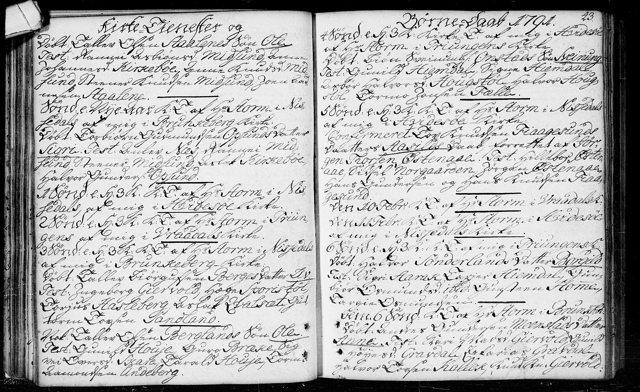 Kviteseid kirkebøker, SAKO/A-276/F/Fa/L0003: Ministerialbok nr. I 3, 1787-1799, s. 43