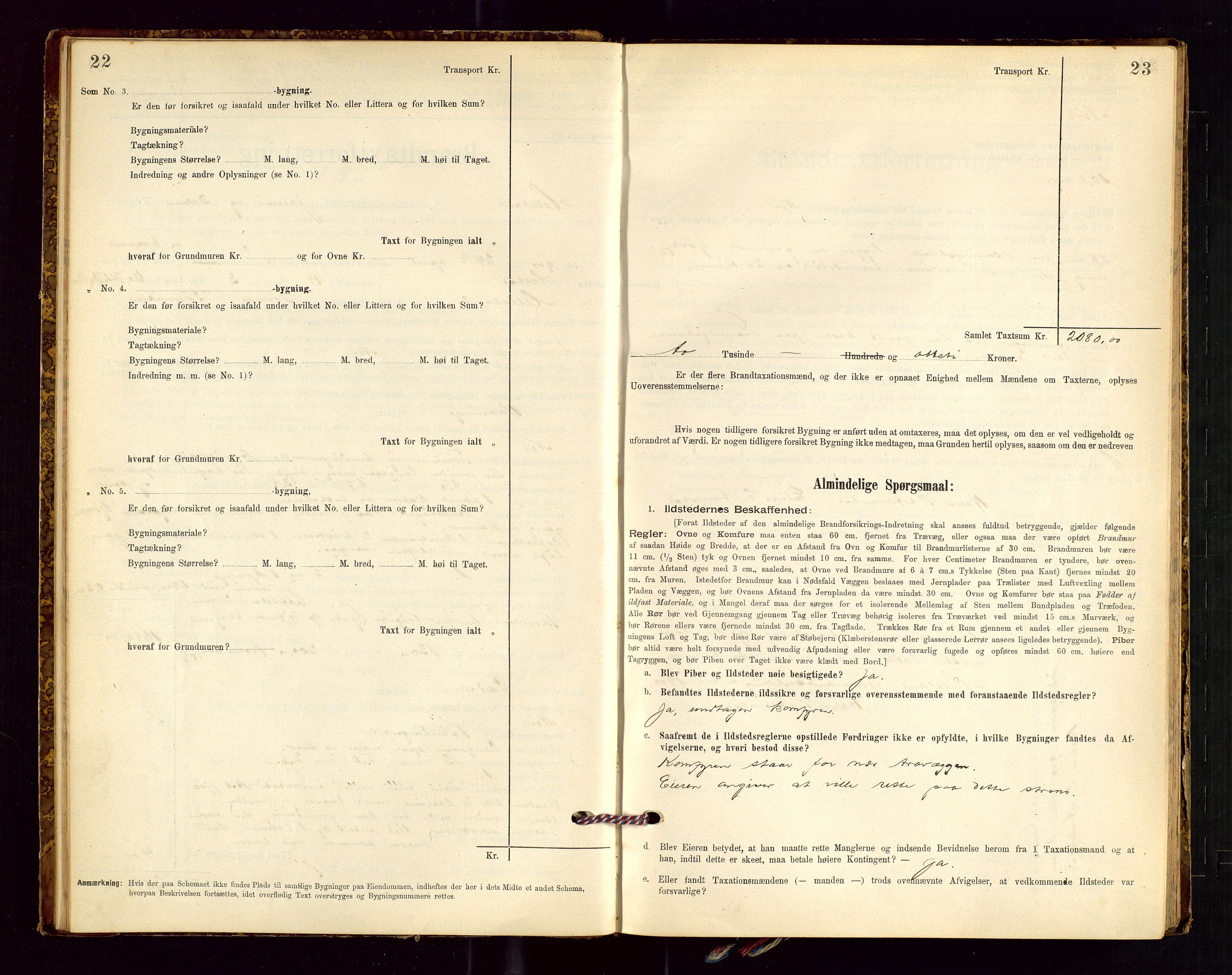 Helleland lensmannskontor, AV/SAST-A-100209/Gob/L0001: "Brandtaxationsprotokol", 1896-1919, s. 22-23
