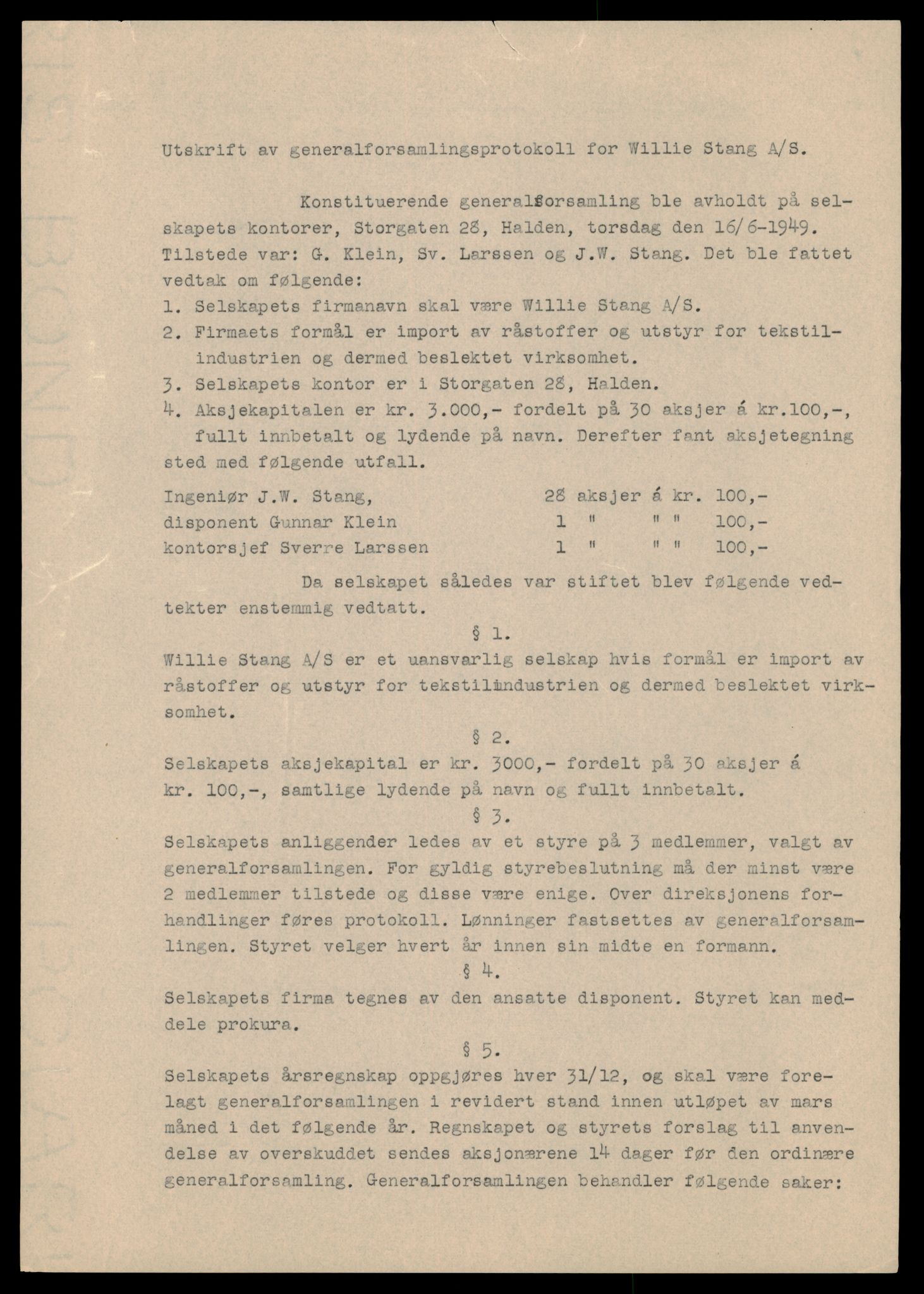 Halden tingrett, AV/SAT-A-10067/K/Kb/Kba/L0020: Aksjeselskap, St-Sy, 1944-1990