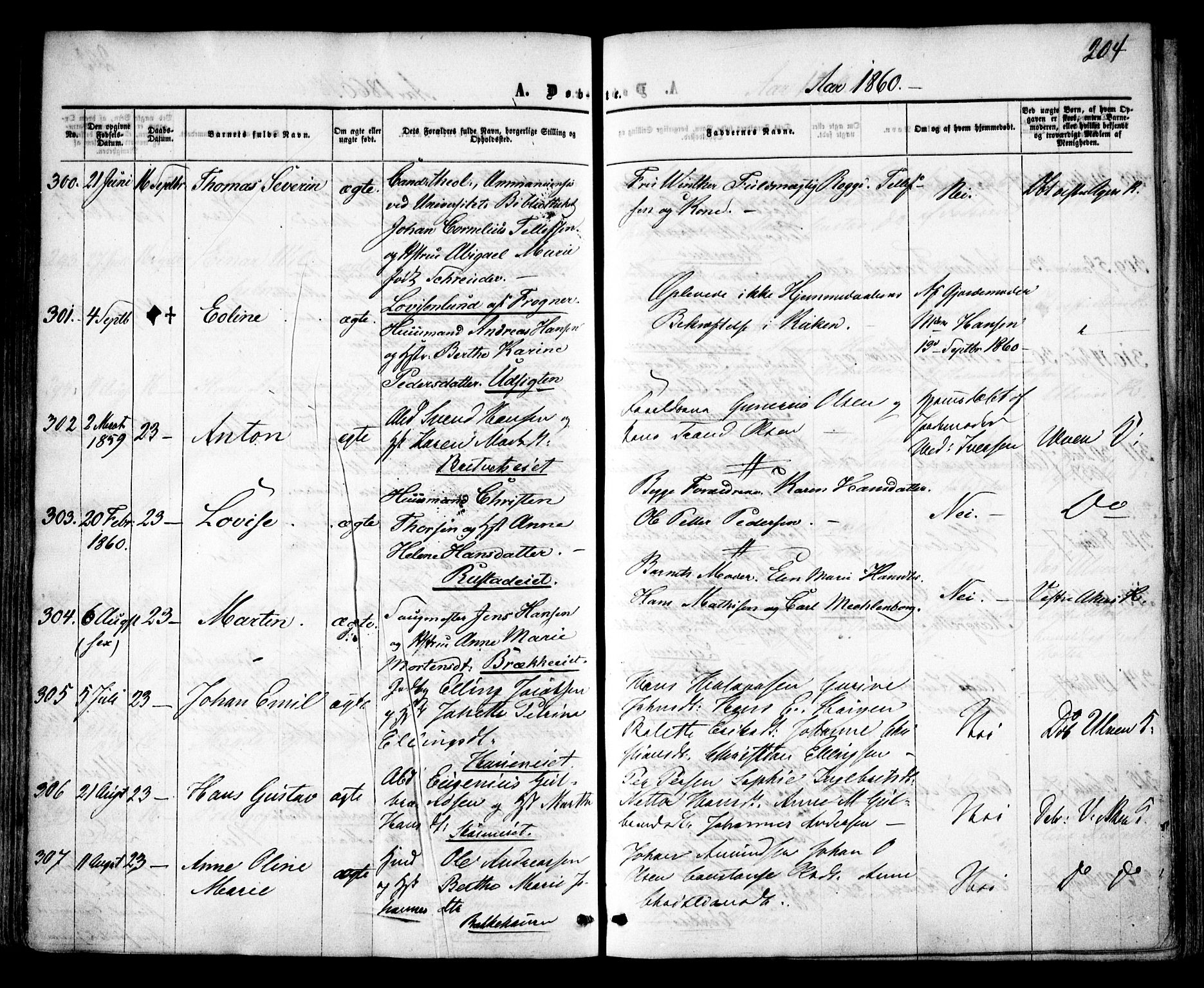 Vestre Aker prestekontor Kirkebøker, AV/SAO-A-10025/F/Fa/L0003: Ministerialbok nr. 3, 1857-1868, s. 204