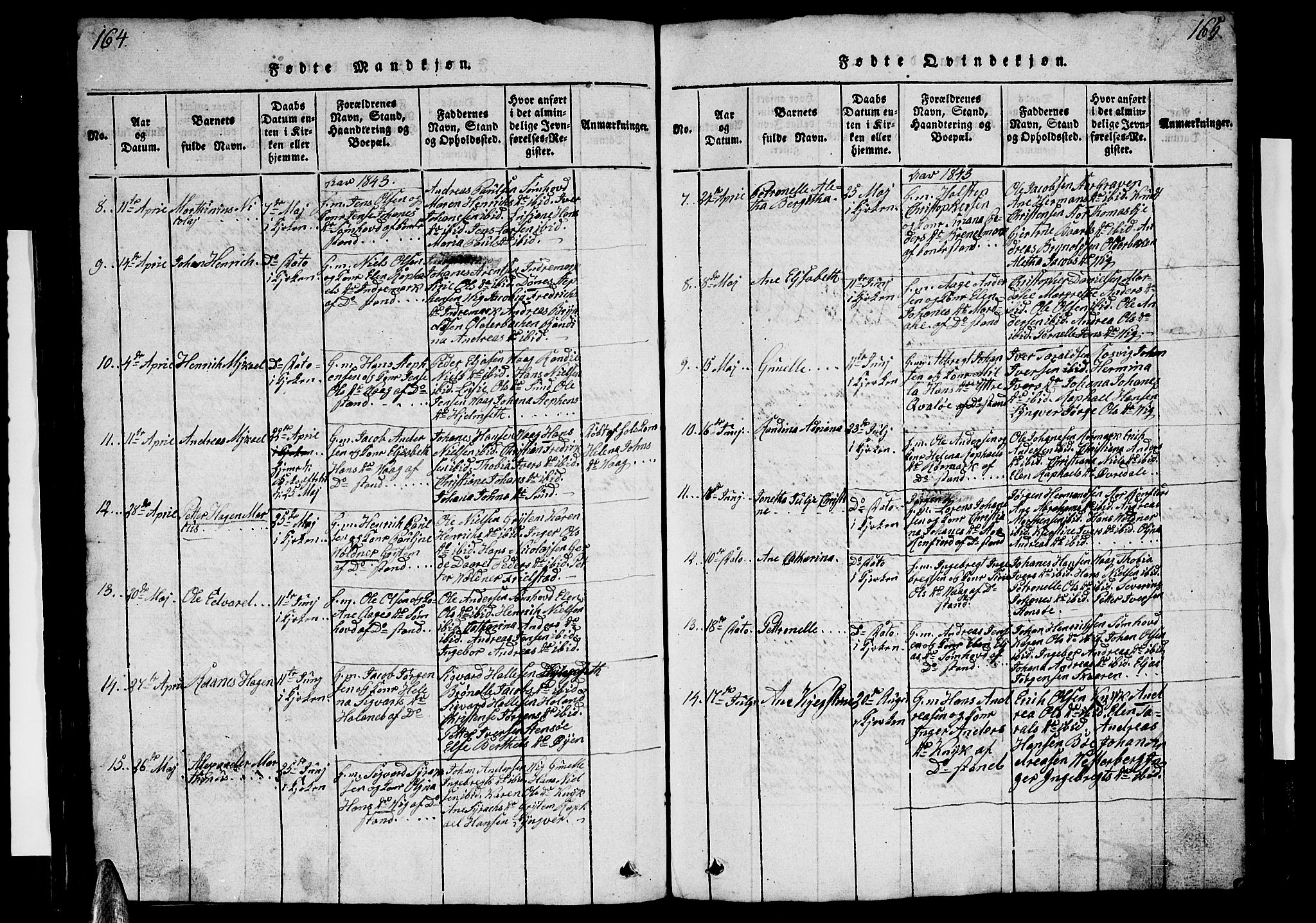 Ministerialprotokoller, klokkerbøker og fødselsregistre - Nordland, AV/SAT-A-1459/812/L0186: Klokkerbok nr. 812C04, 1820-1849, s. 164-165