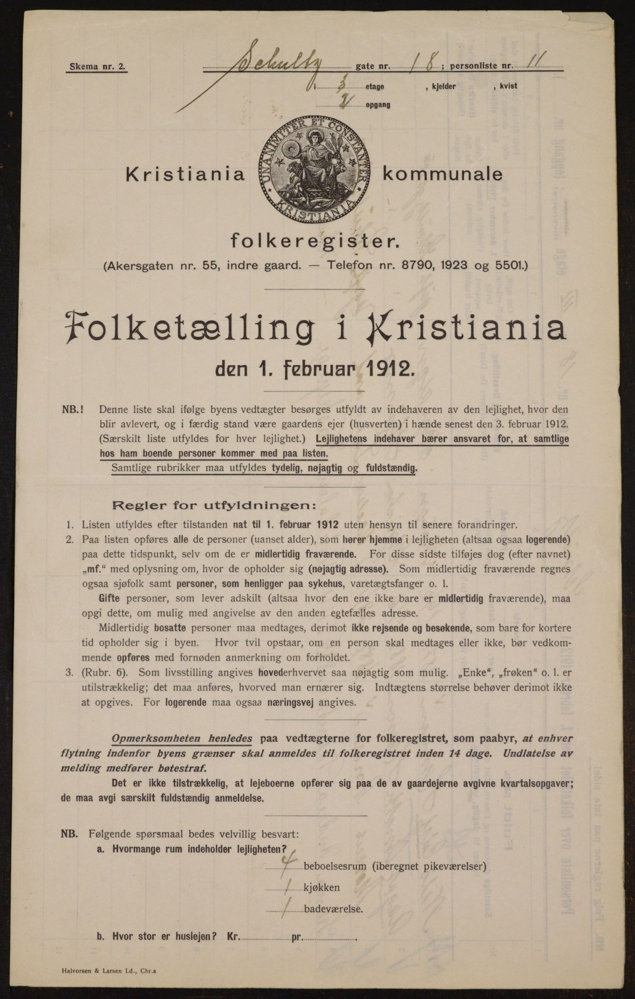 OBA, Kommunal folketelling 1.2.1912 for Kristiania, 1912, s. 91012