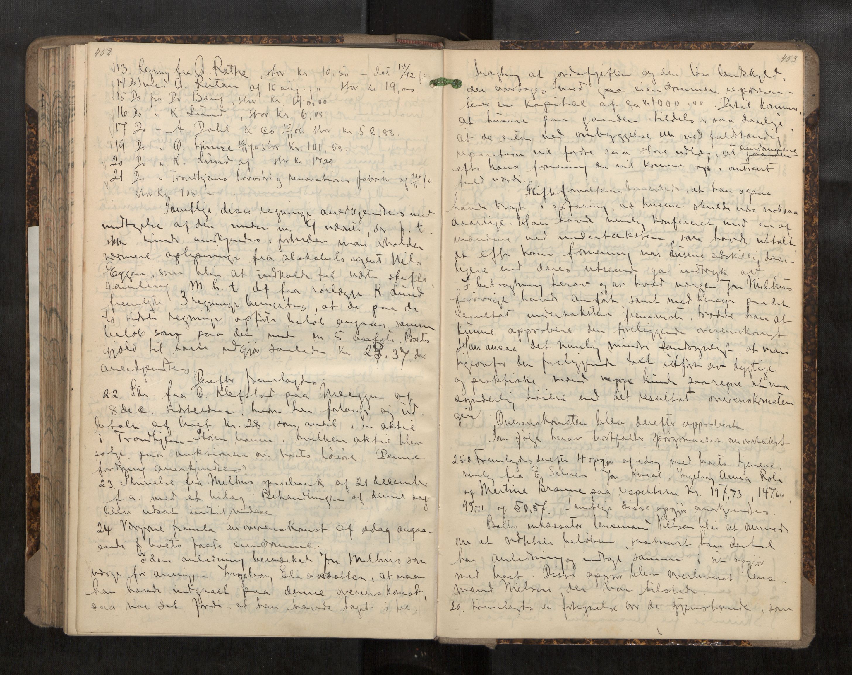 Gauldal sorenskriveri, AV/SAT-A-0014/1/3/3B/L0005: Skiftebehandlingsprotokoll, 1903-1907, s. 452-453