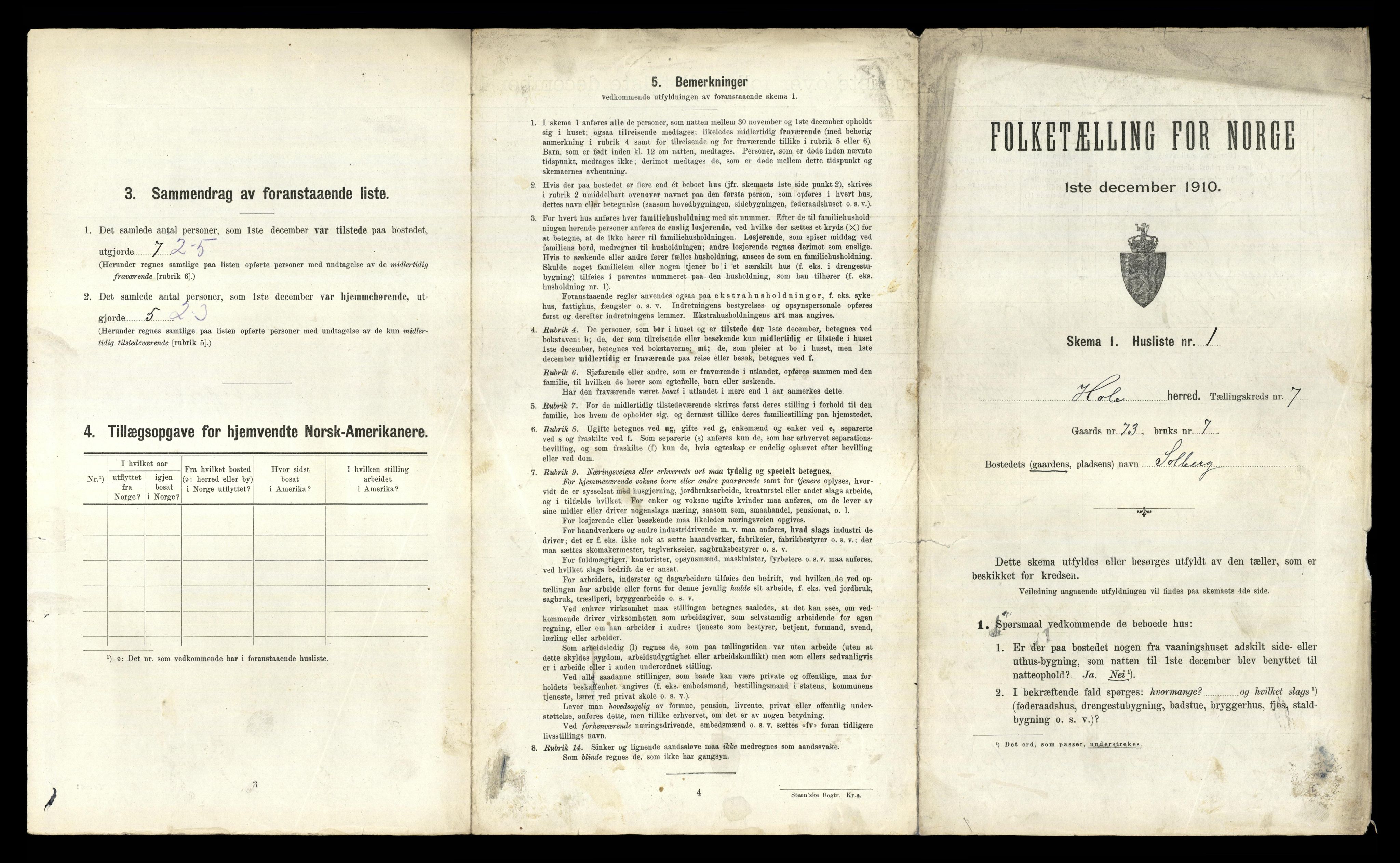 RA, Folketelling 1910 for 0612 Hole herred, 1910, s. 886