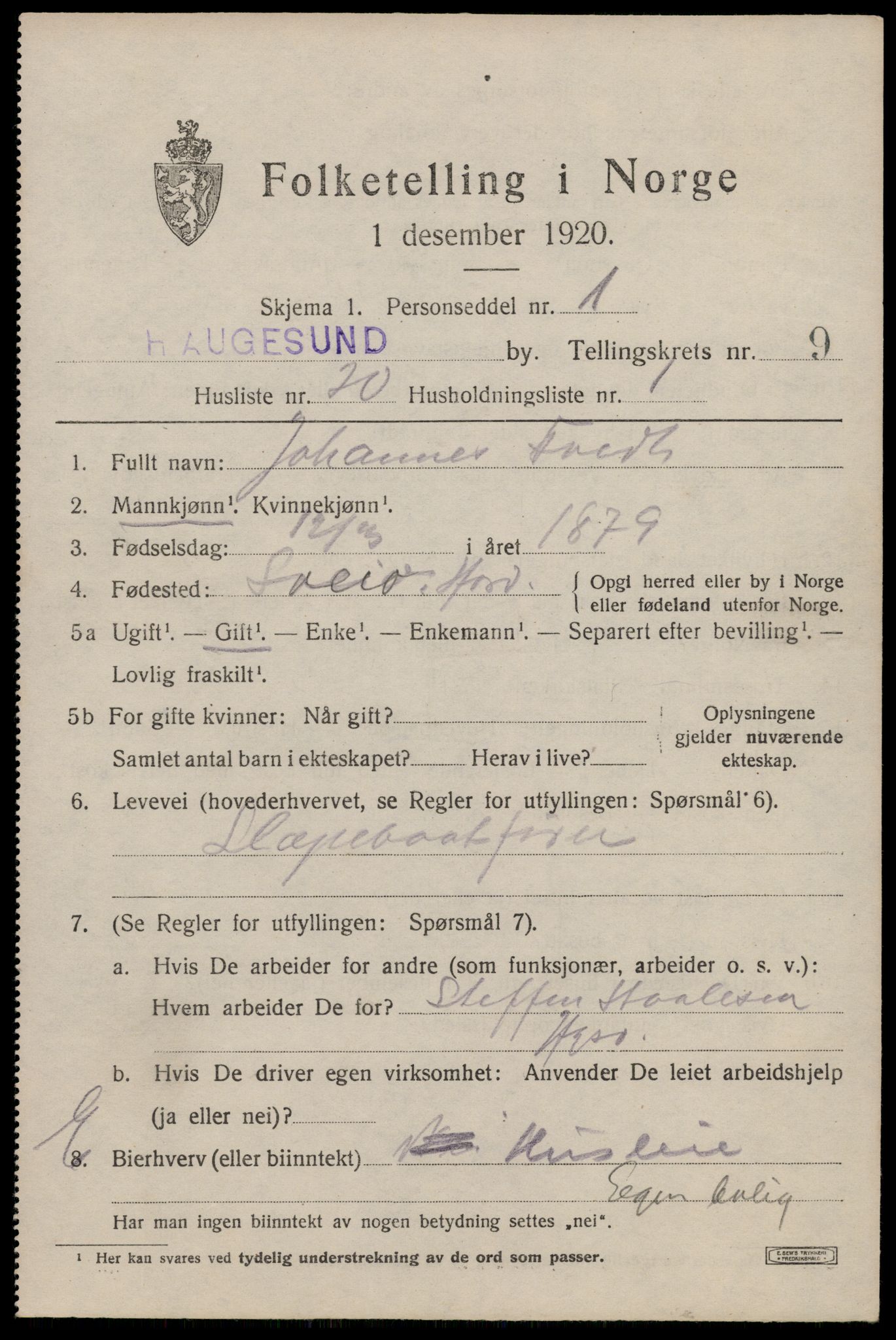 SAST, Folketelling 1920 for 1106 Haugesund kjøpstad, 1920, s. 32473
