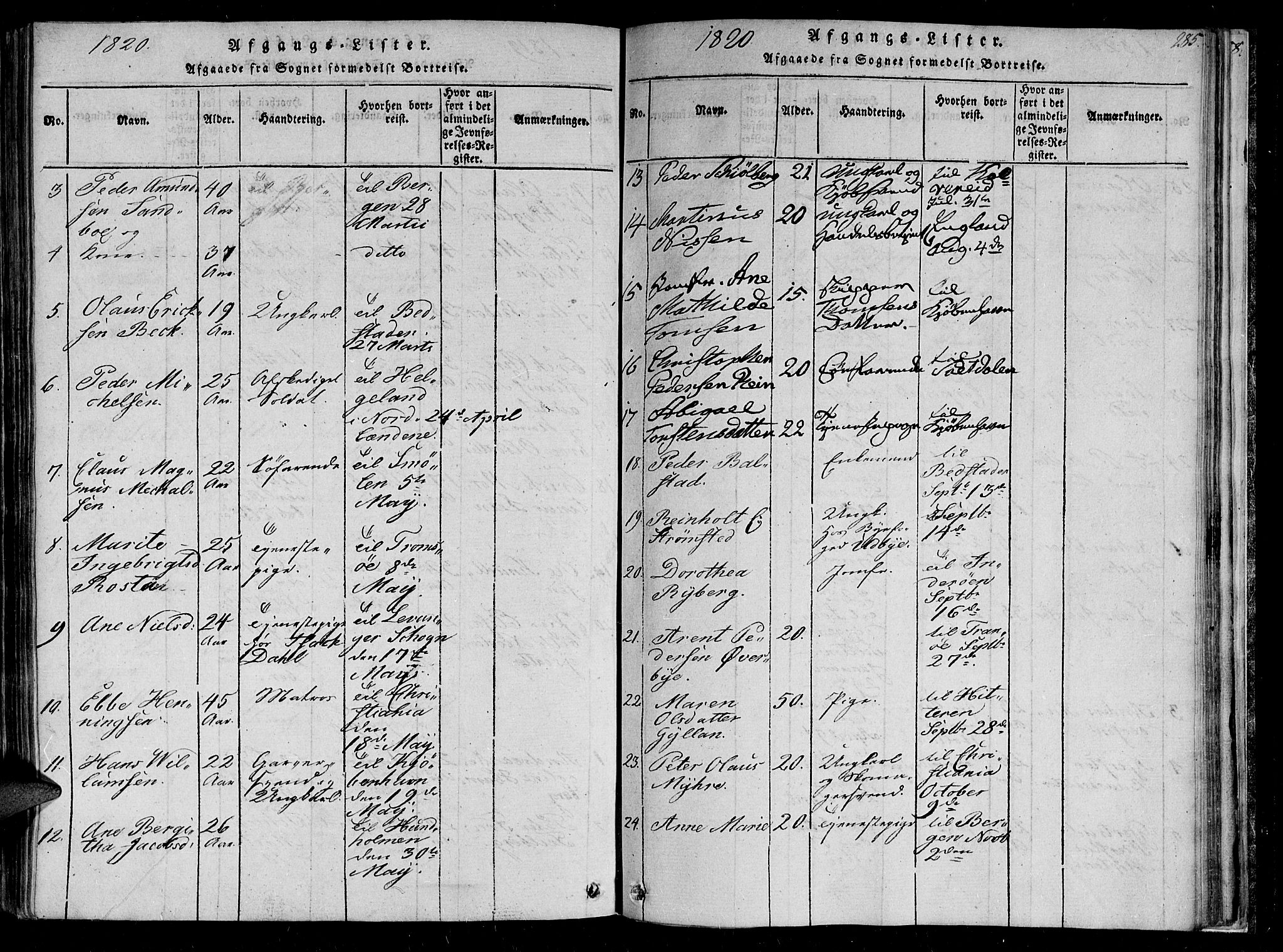 Ministerialprotokoller, klokkerbøker og fødselsregistre - Sør-Trøndelag, AV/SAT-A-1456/602/L0107: Ministerialbok nr. 602A05, 1815-1821, s. 285